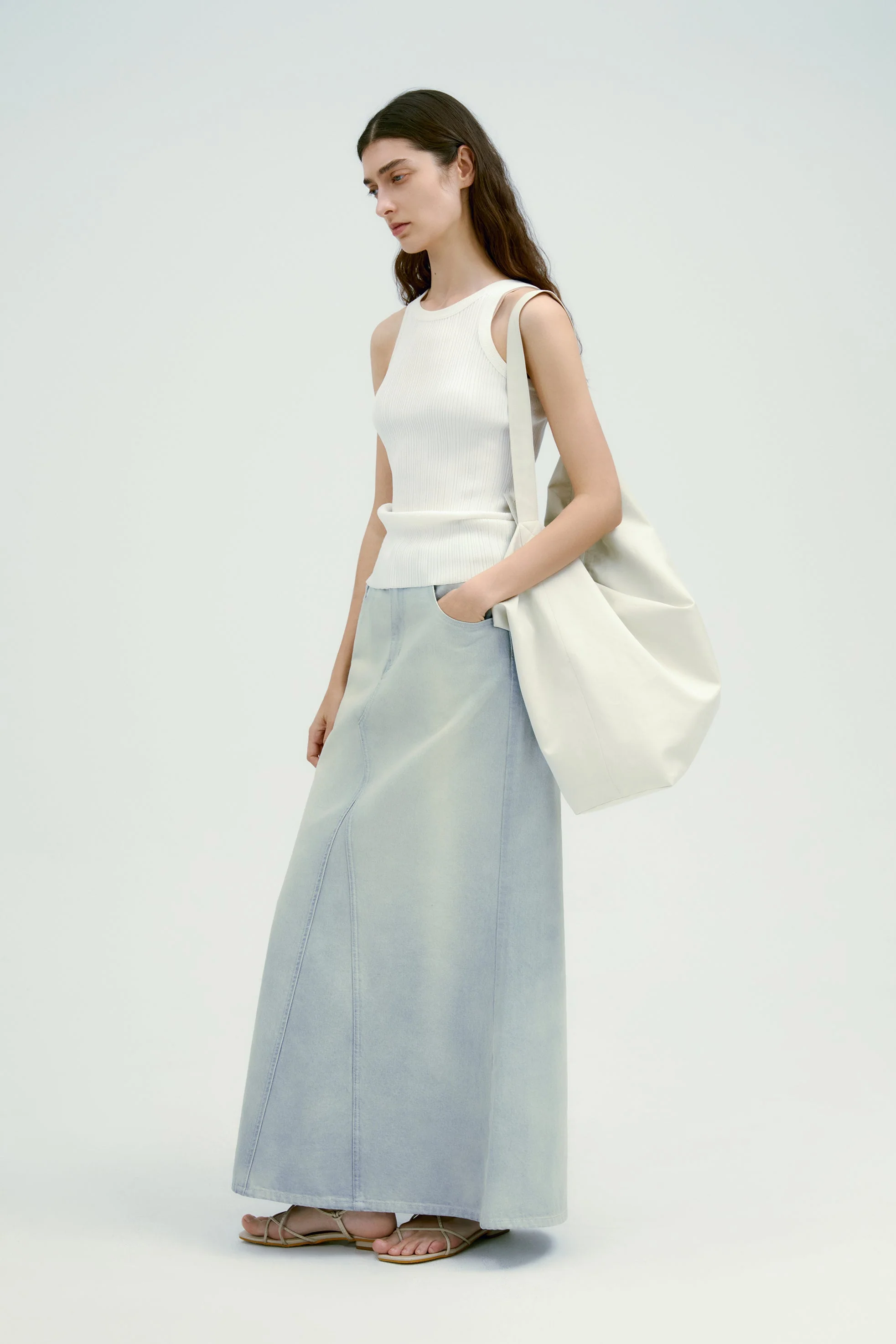 Panelled Denim Maxi Skirt - Image 3