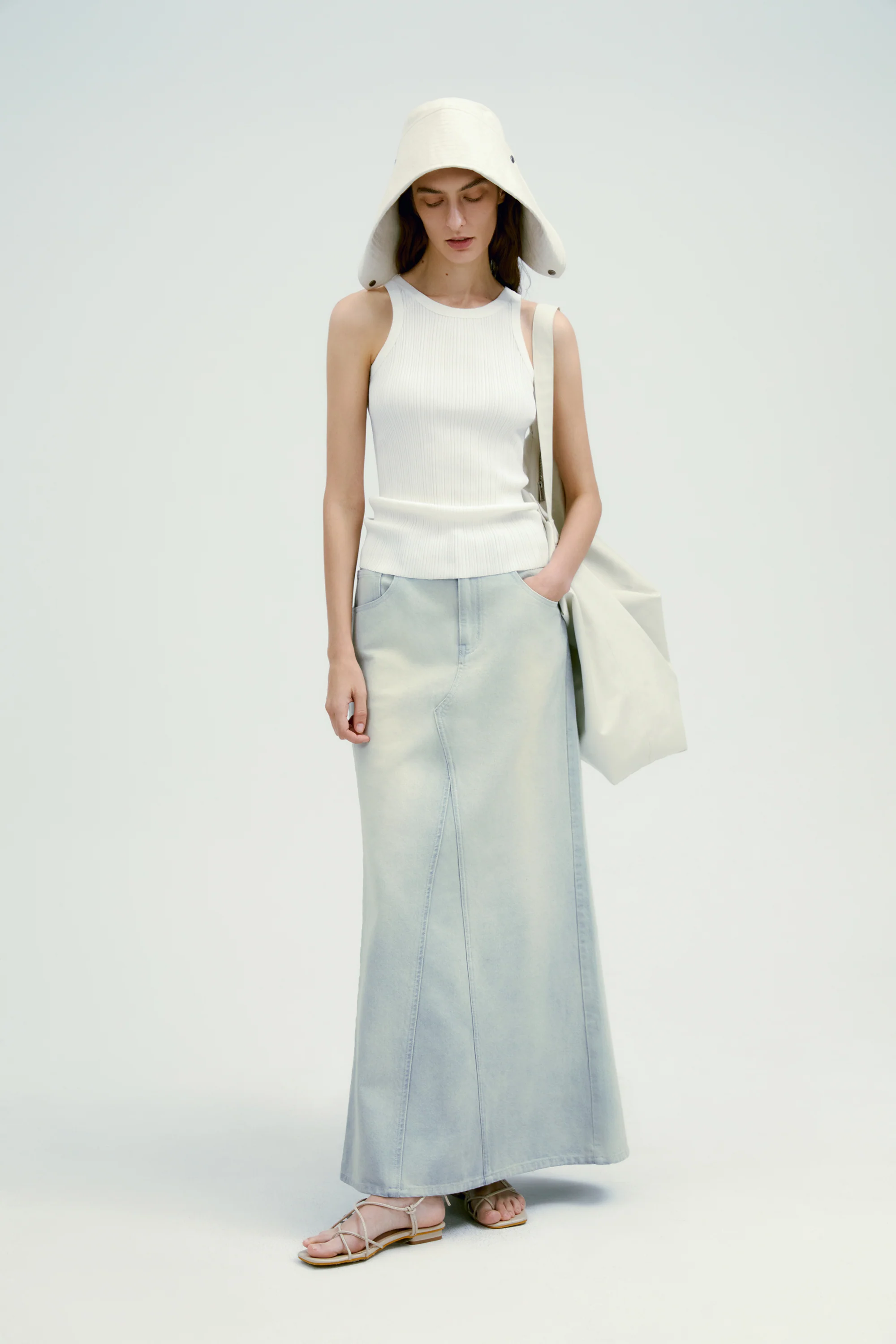 Panelled Denim Maxi Skirt - Image 4