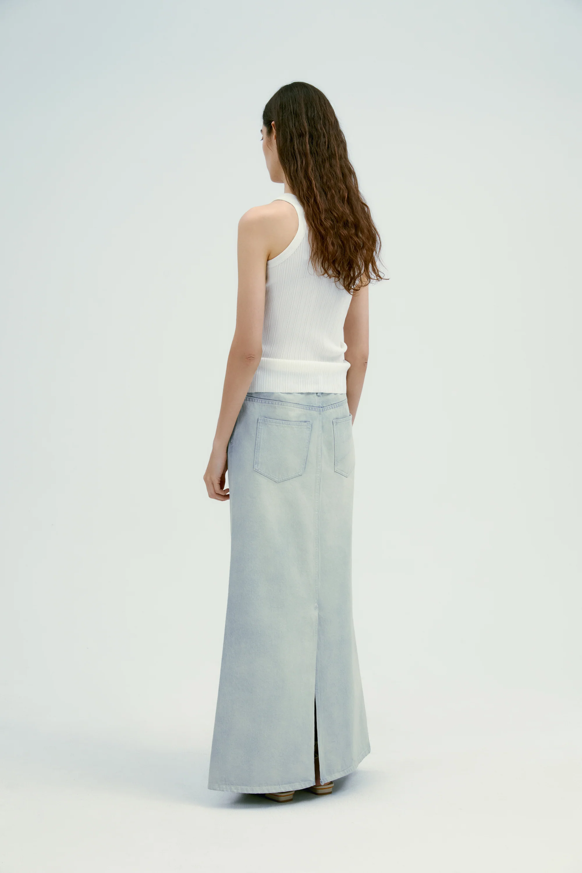 Panelled Denim Maxi Skirt - Image 5