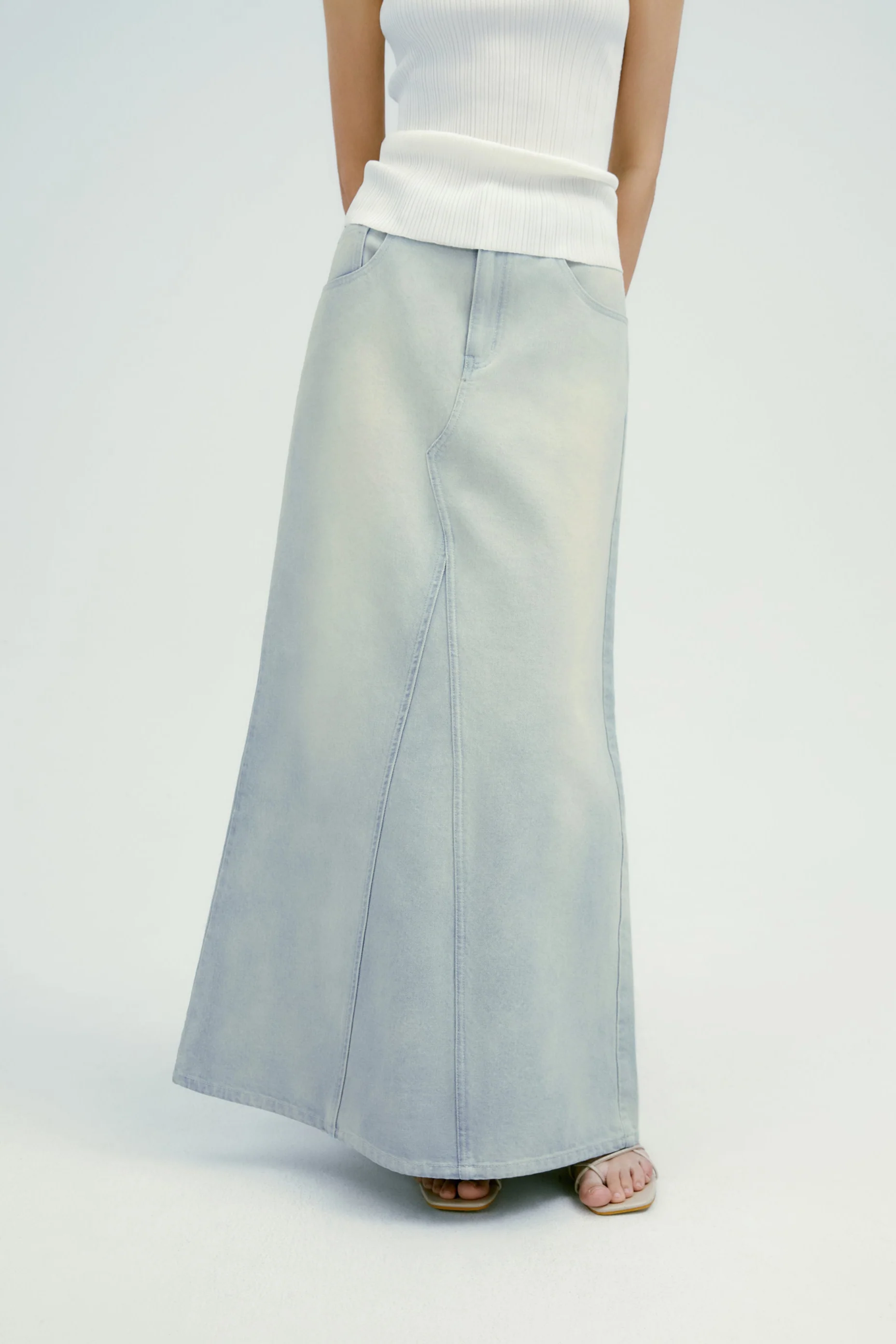 Panelled Denim Maxi Skirt - Image 8
