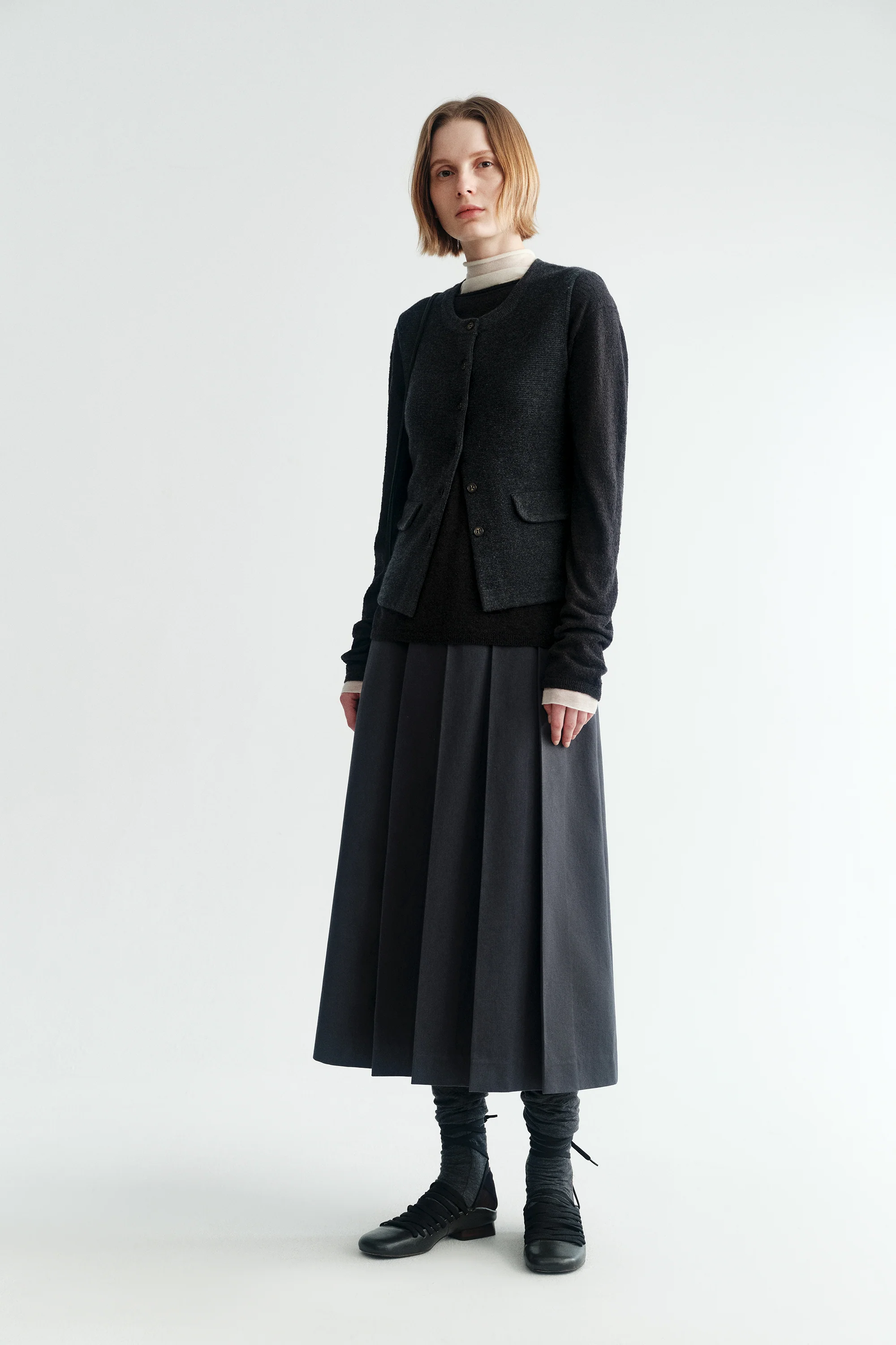 Pleated A-line Midi Skirt - Image 4
