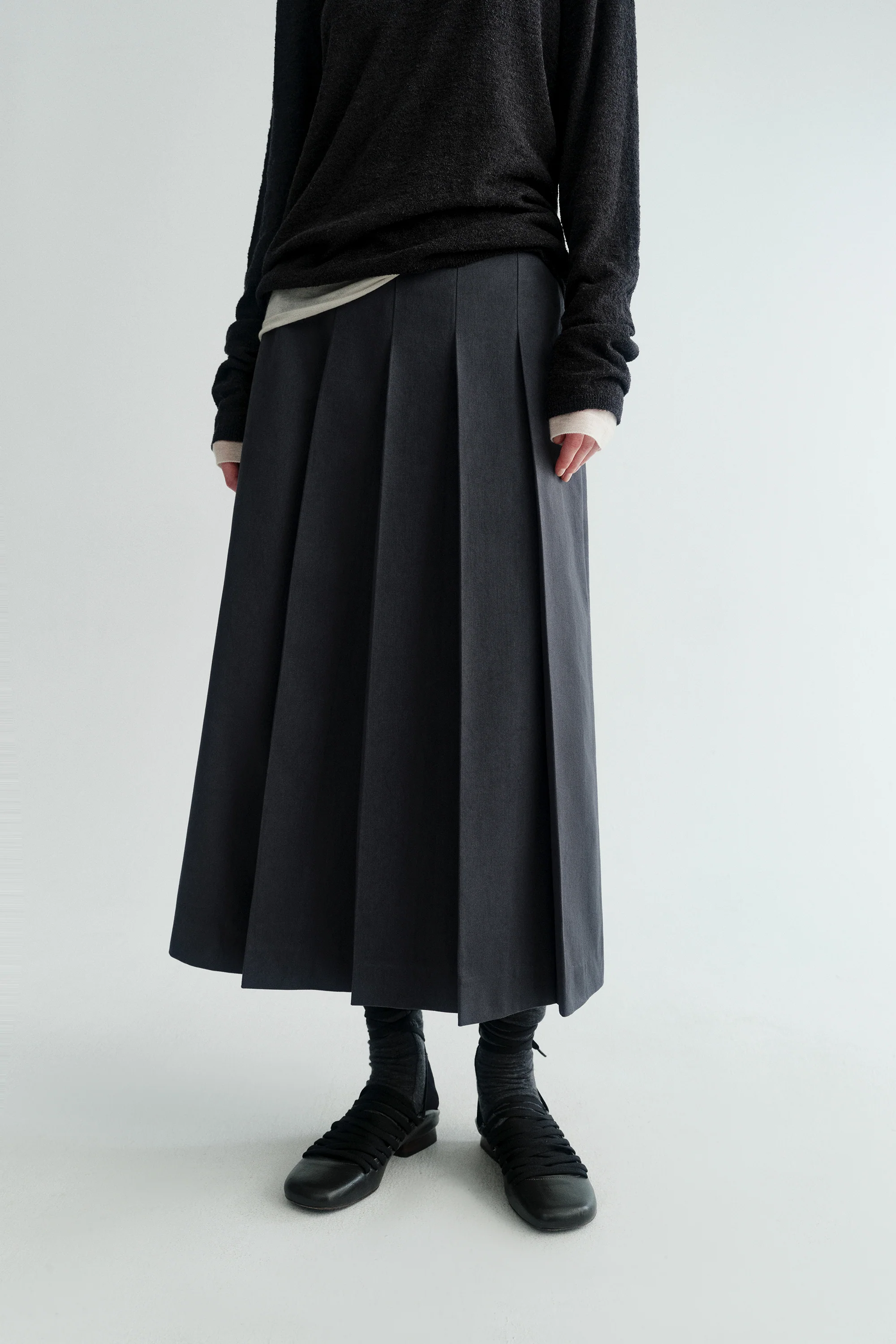 Pleated A-line Midi Skirt - Image 8