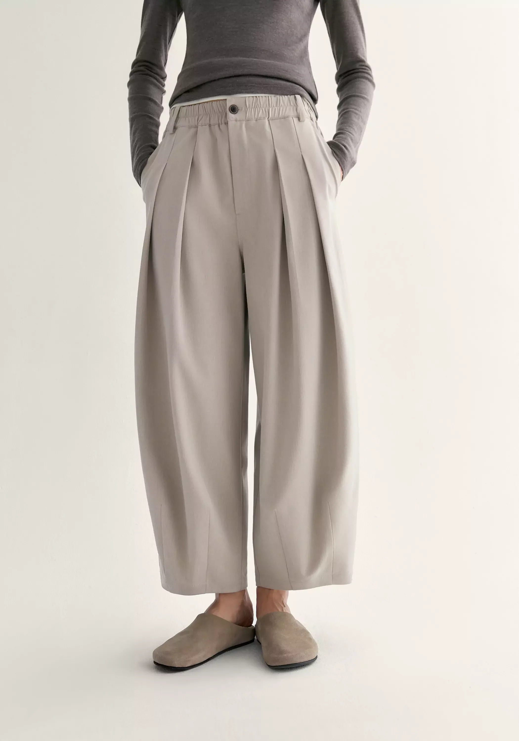 Pleated Cropped Pants - Image 6