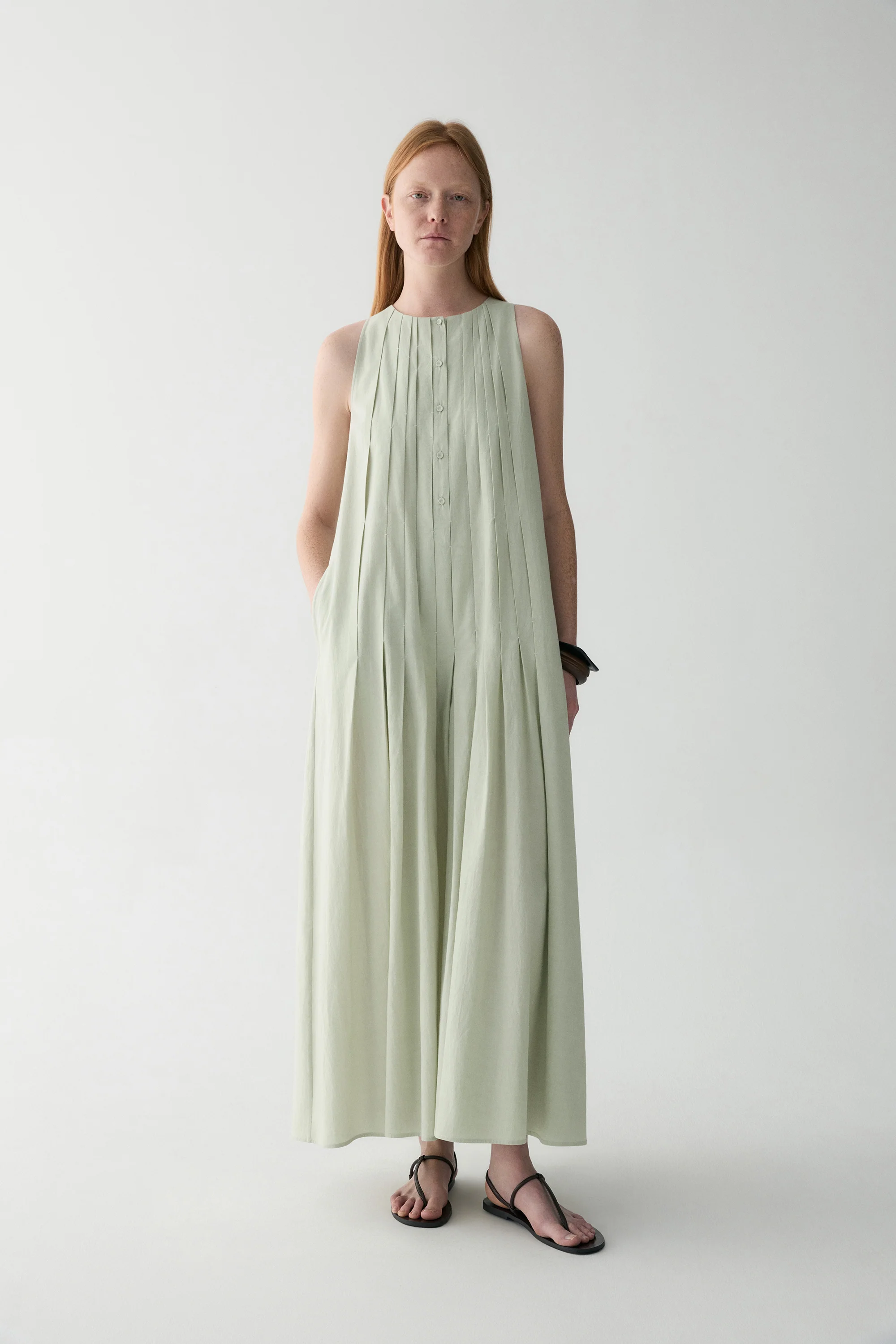 Pleated Sleeveless Dress