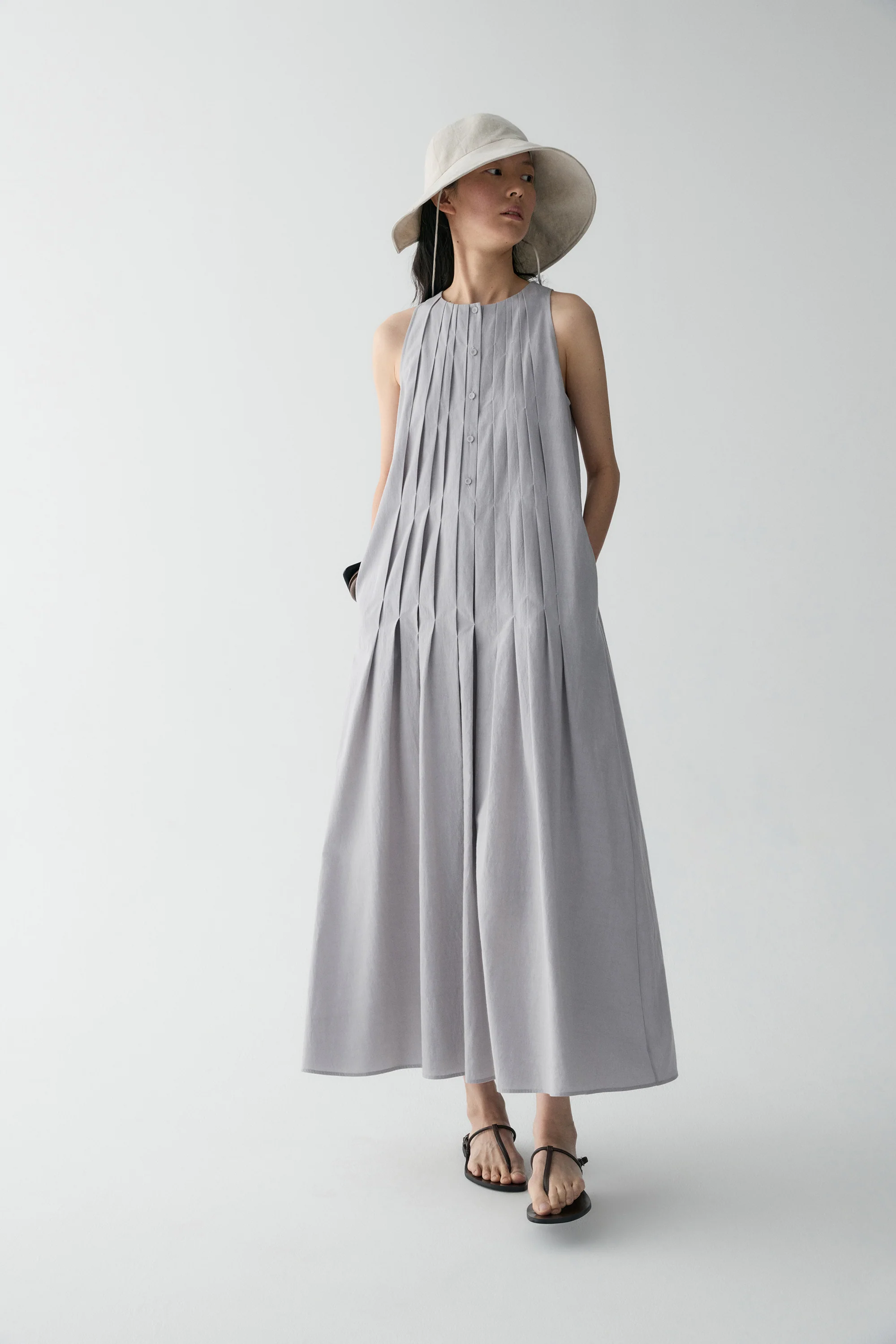Pleated Sleeveless Dress - Image 14