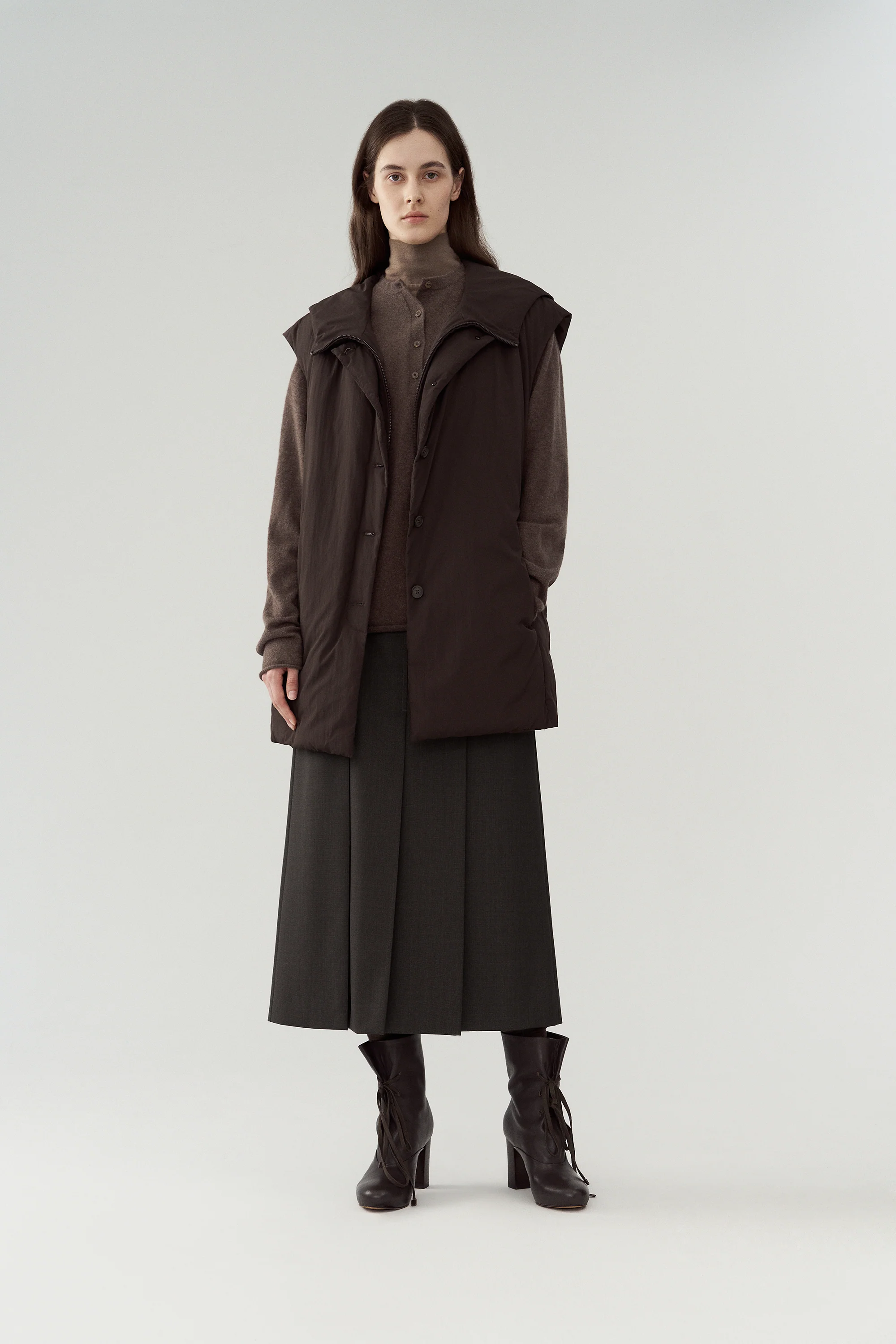 Pleated  Wool Maxi Skirt - Image 5