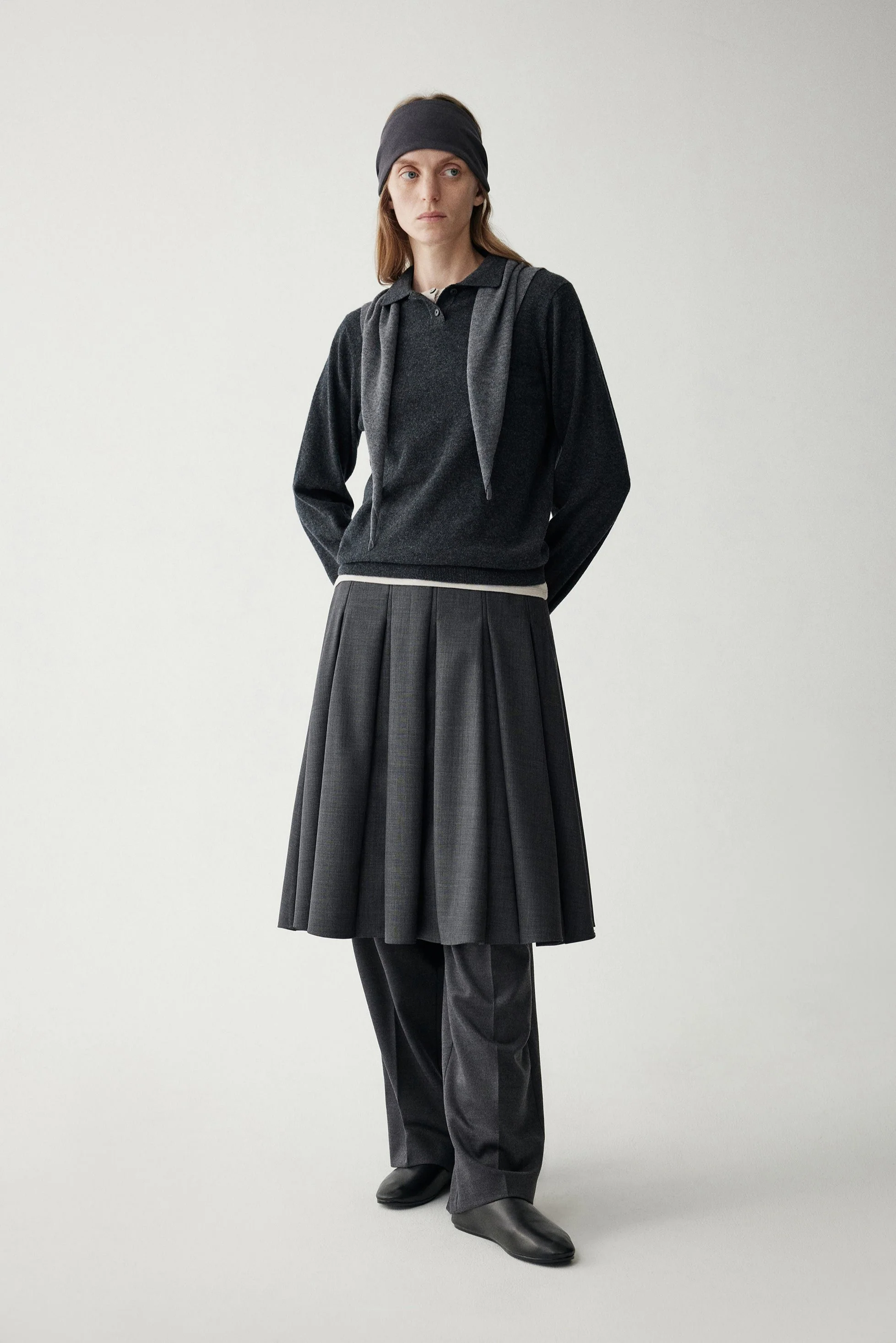 Pleated Wool Midi Skirt - Image 3