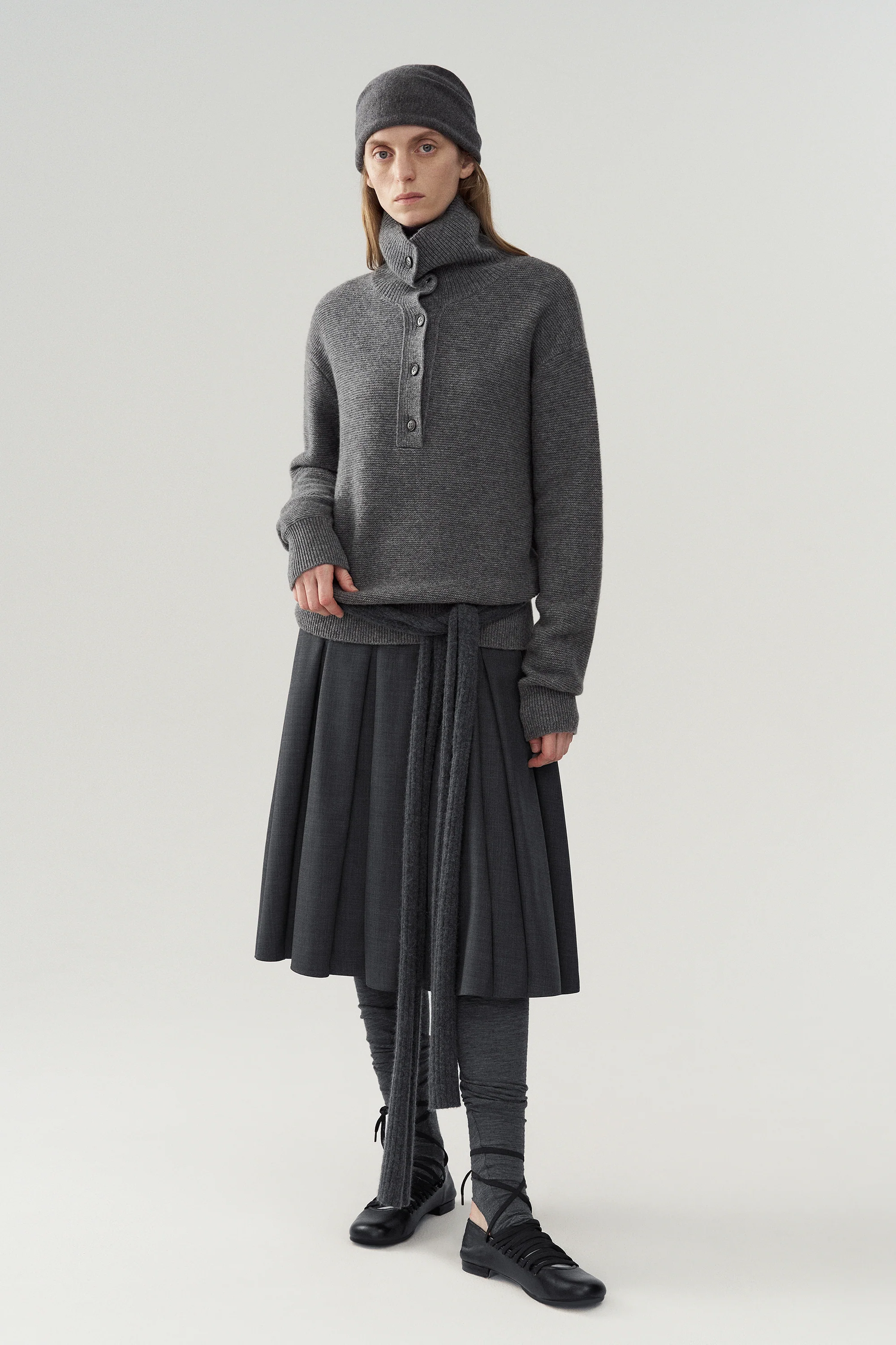 Pleated Wool Midi Skirt - Image 4