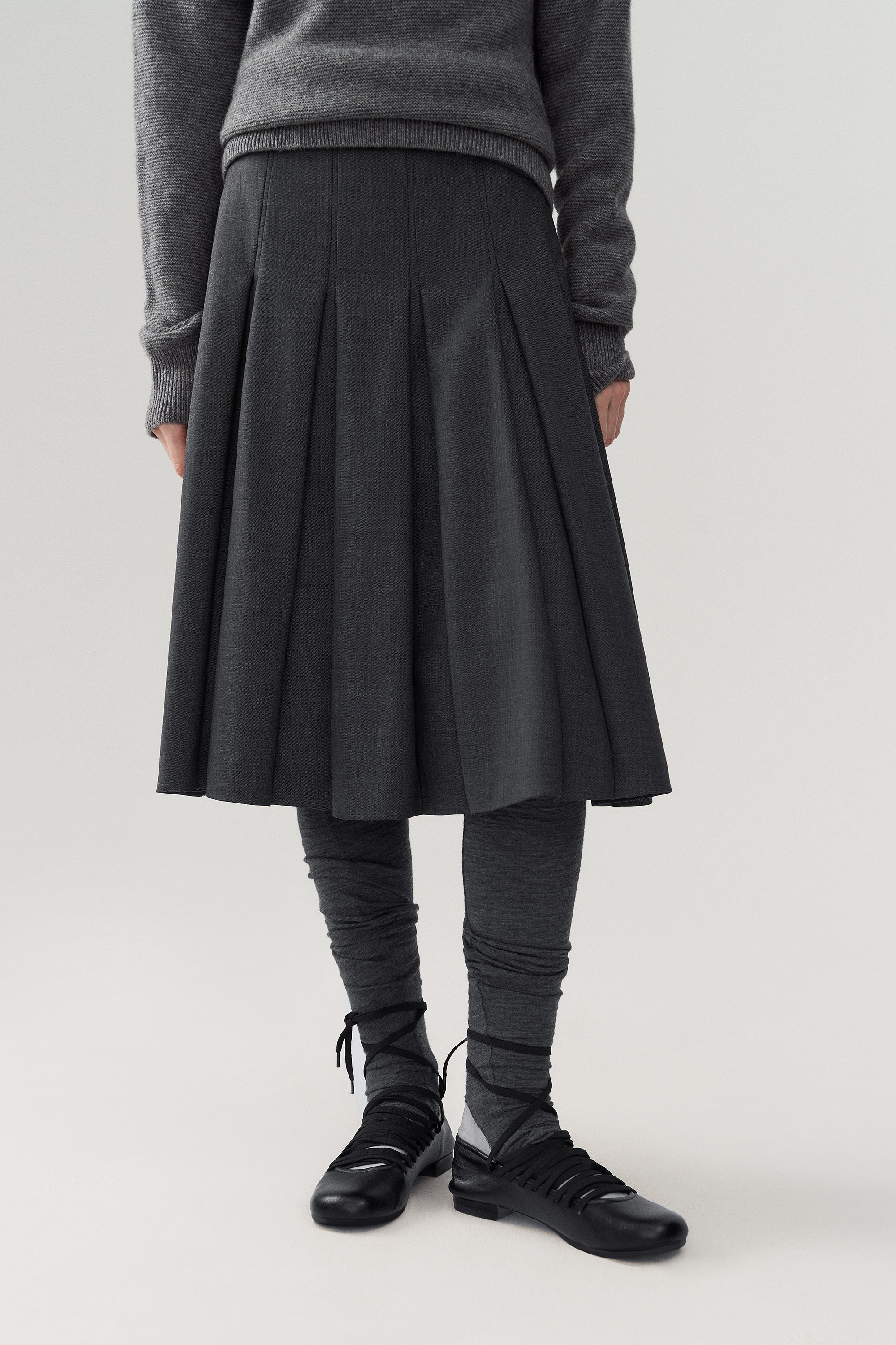 Pleated Wool Midi Skirt - Image 7