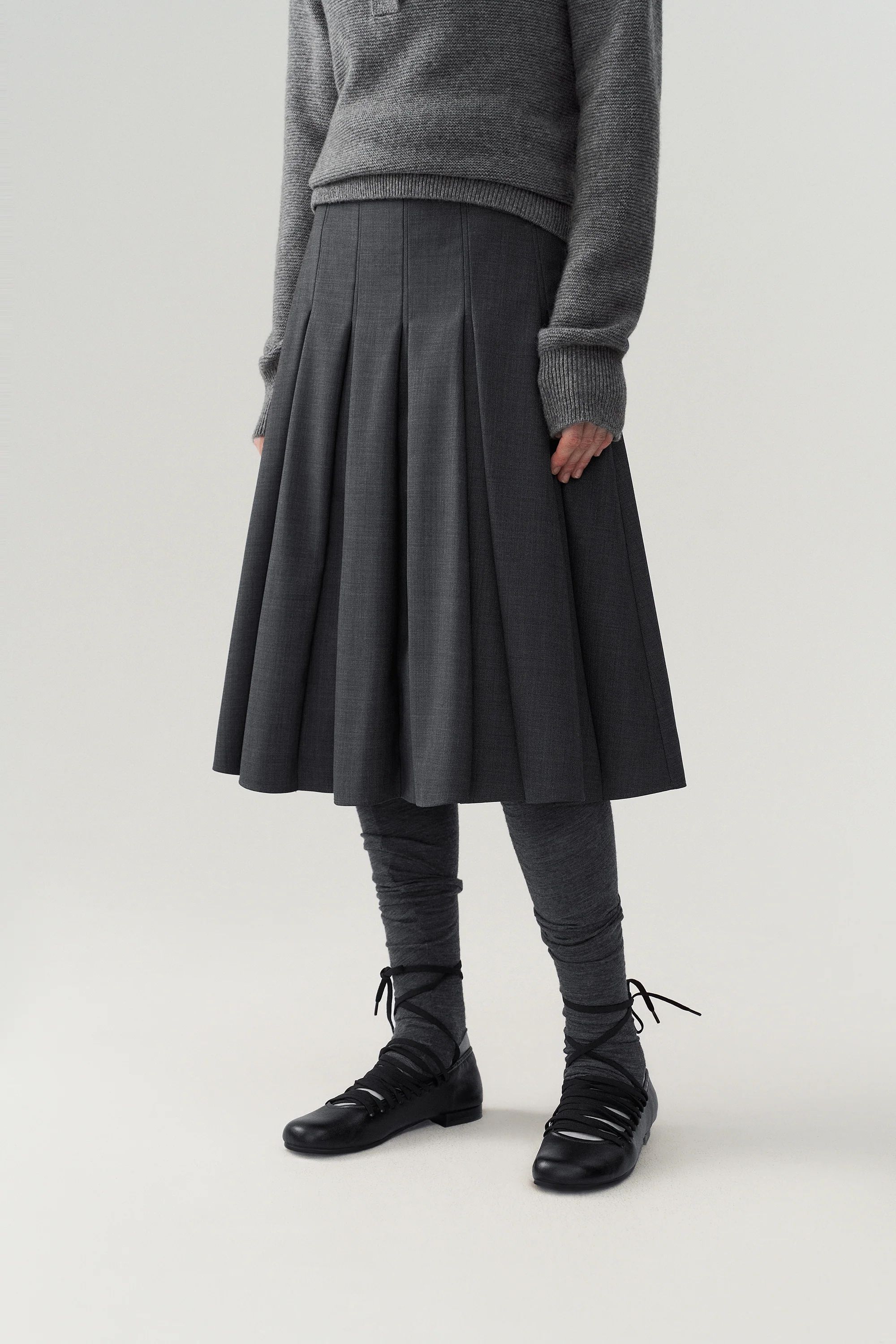 Pleated Wool Midi Skirt - Image 9