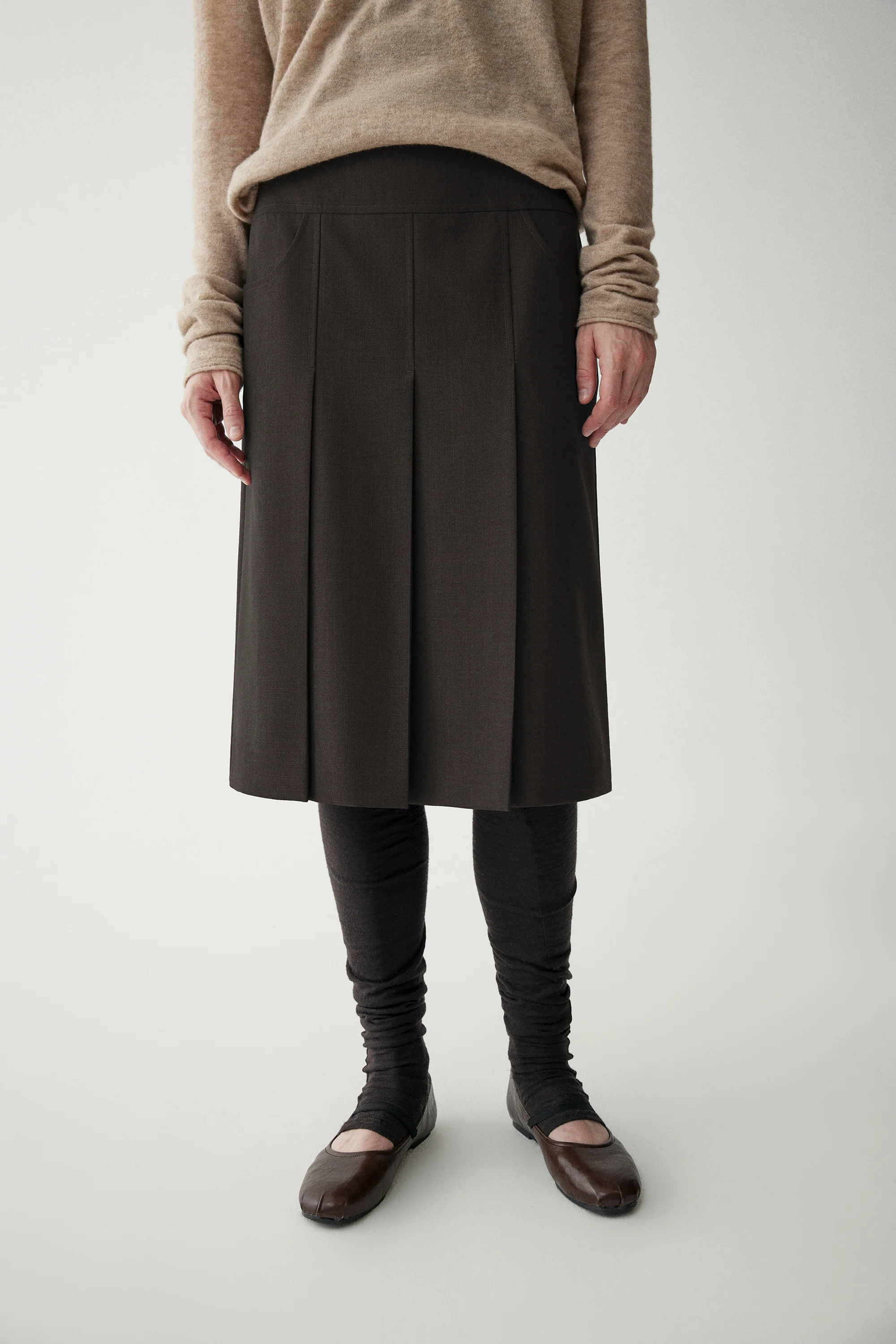 Pleated Wool Midi Skirt - Image 6