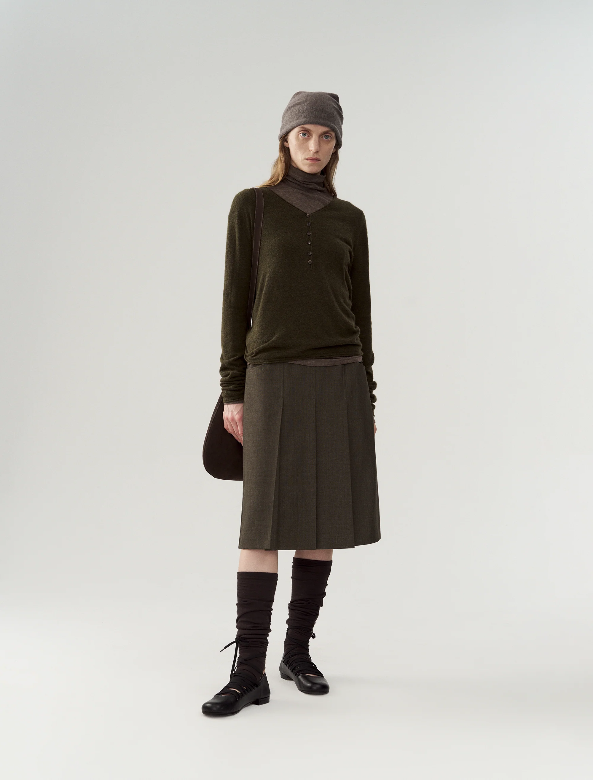 Pleated Wool Midi Skirt - Image 8