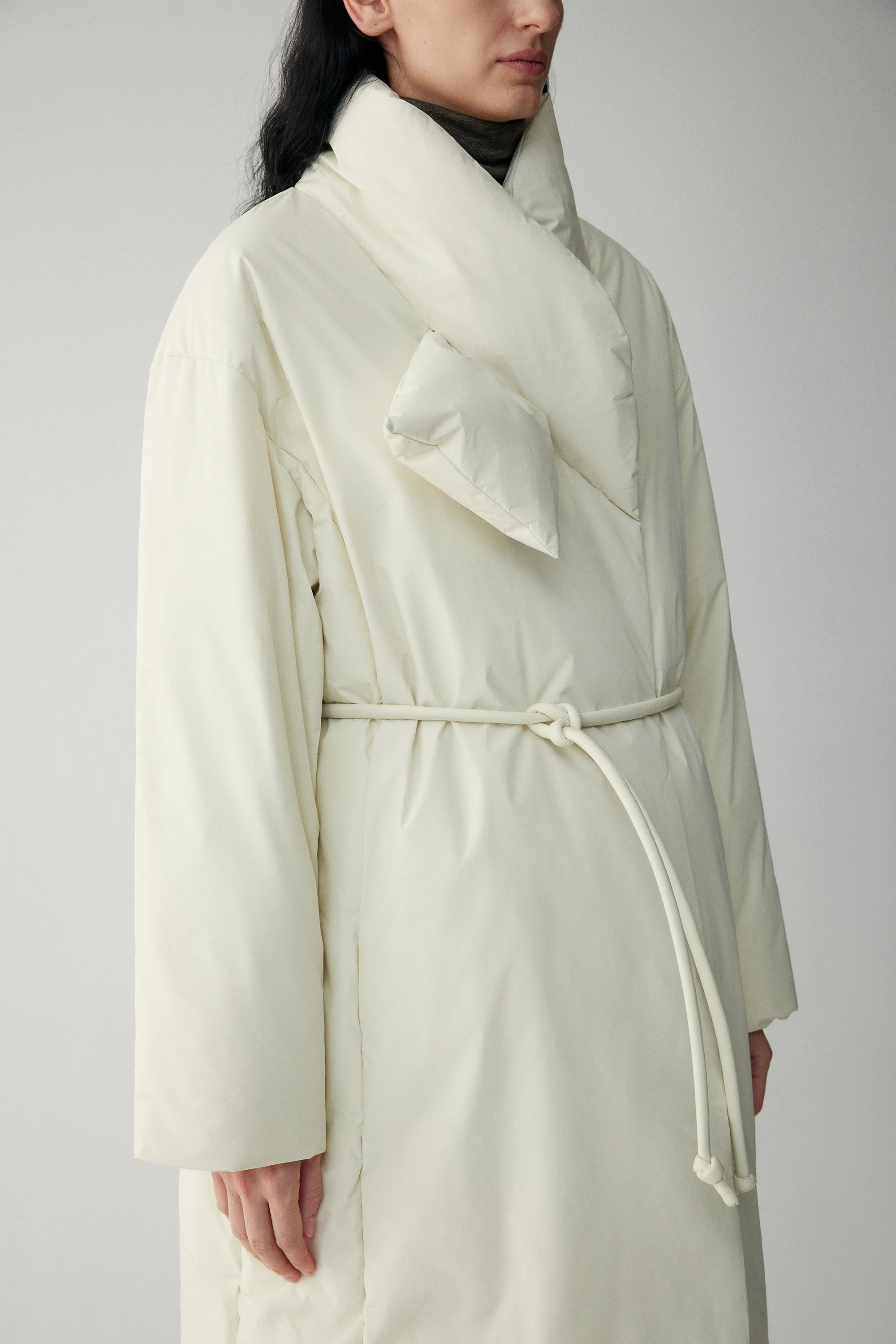 Scarf Collar Down Coat - Image 13