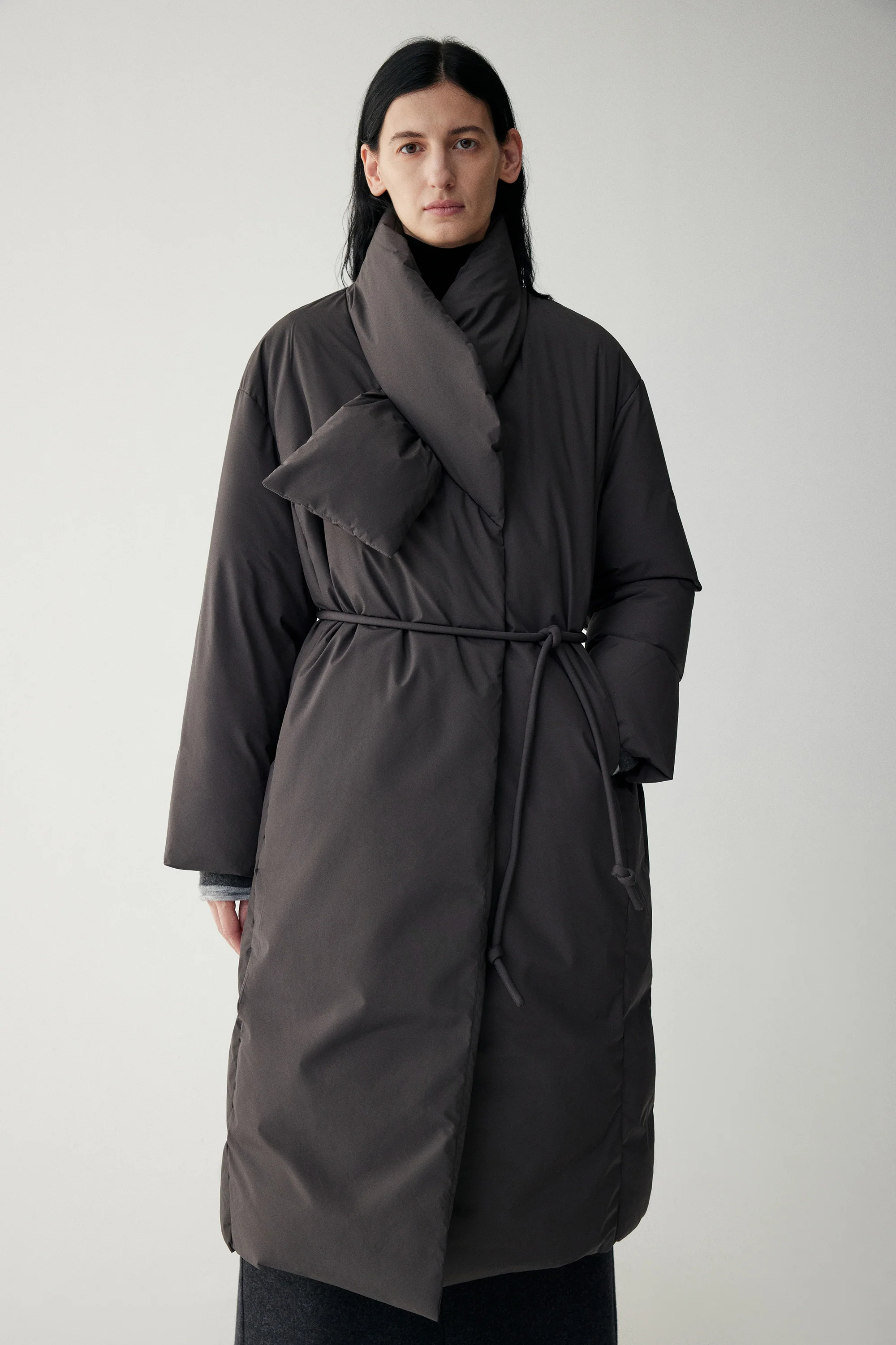 Scarf Collar Down Coat - Image 7