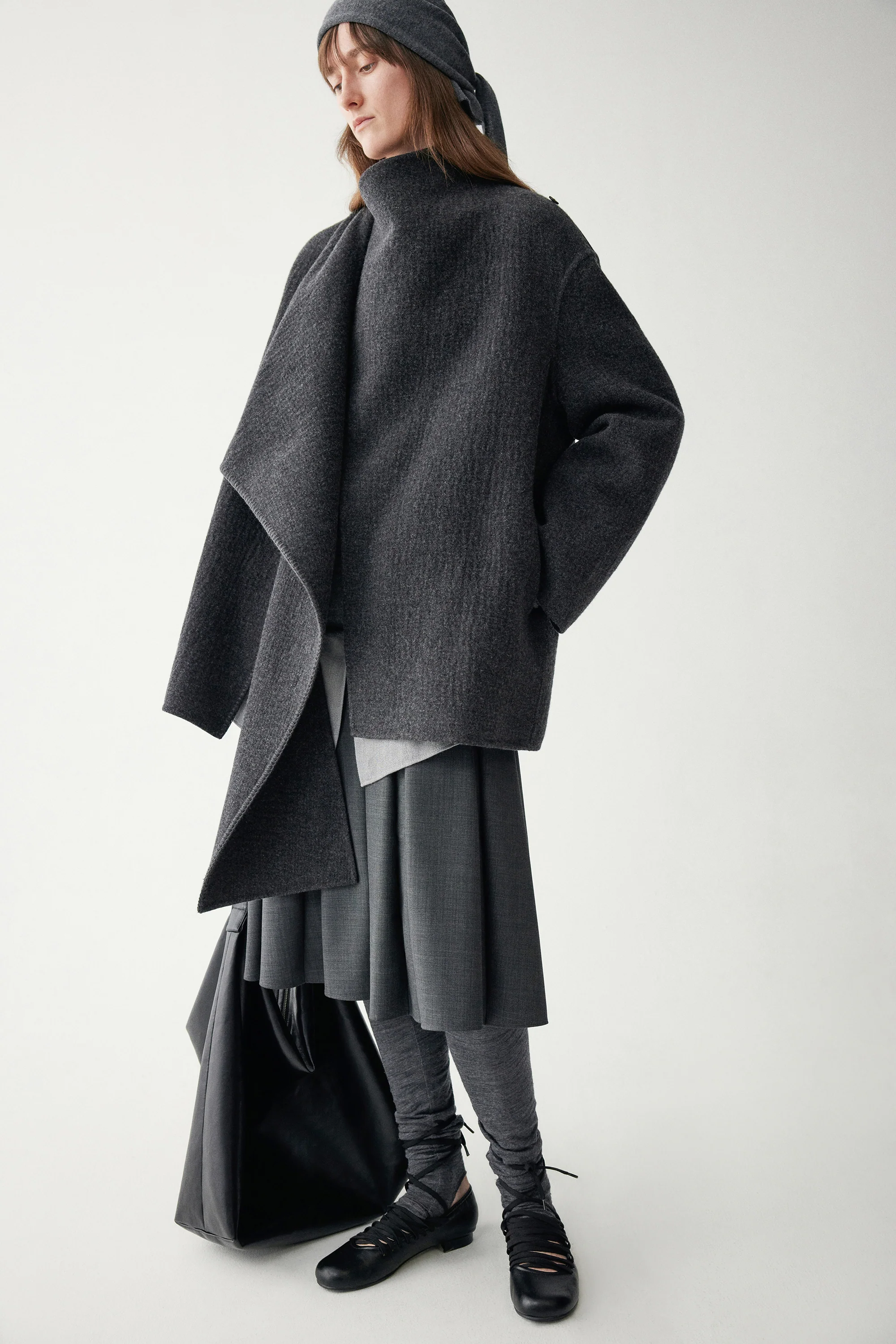 Scarf Collar Wool Coat - Image 12