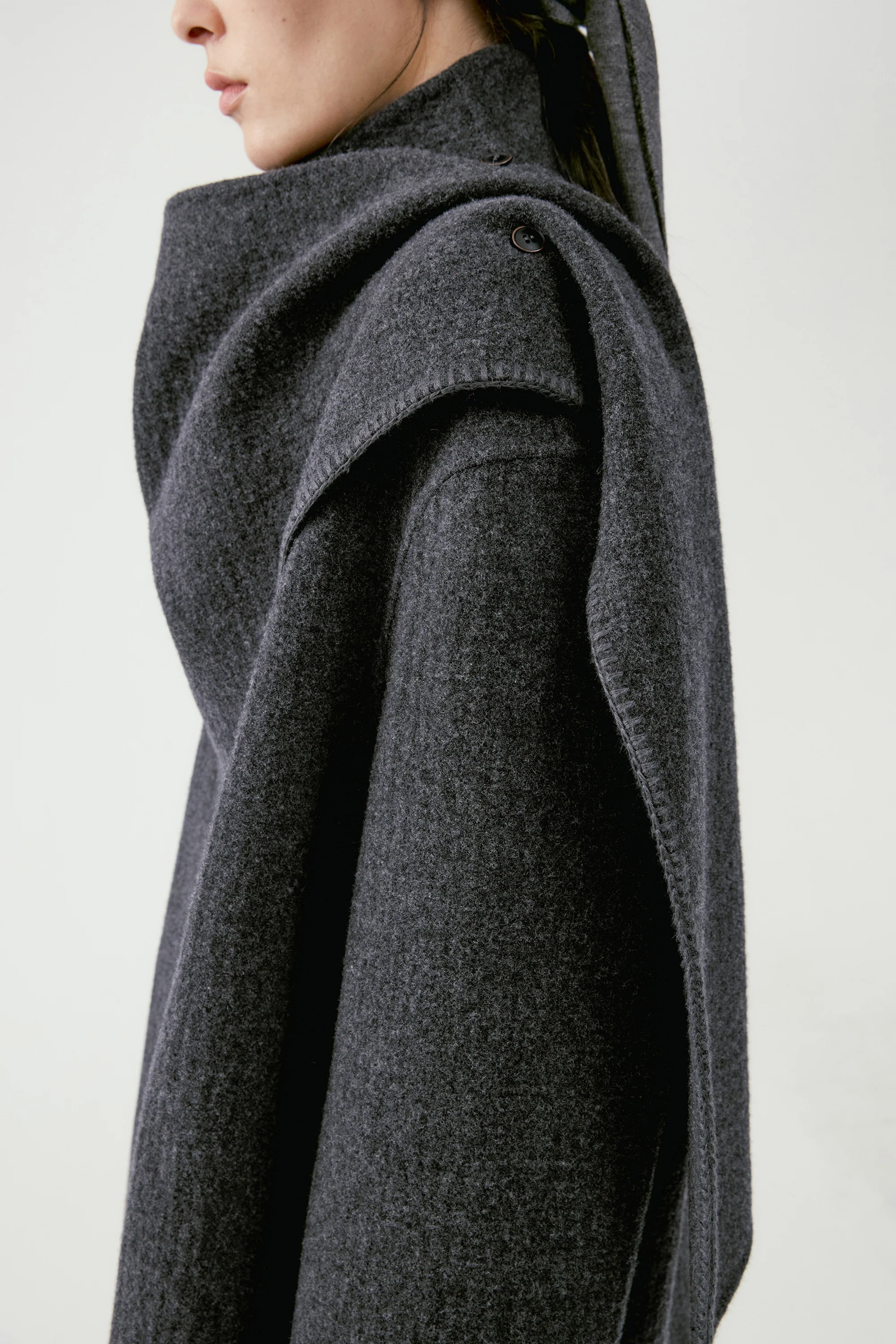 Scarf Collar Wool Coat - Image 18
