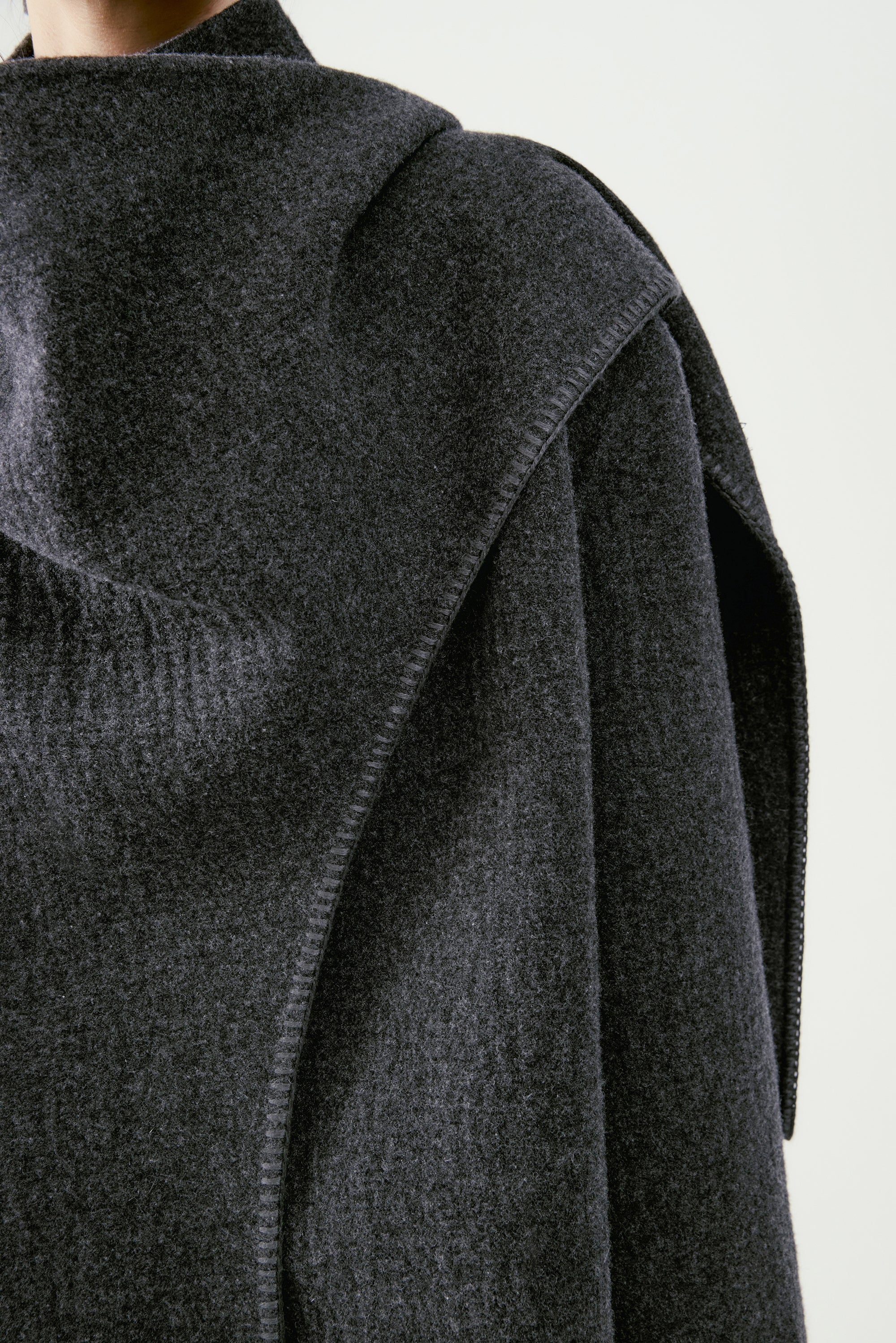 Scarf Collar Wool Coat - Image 20