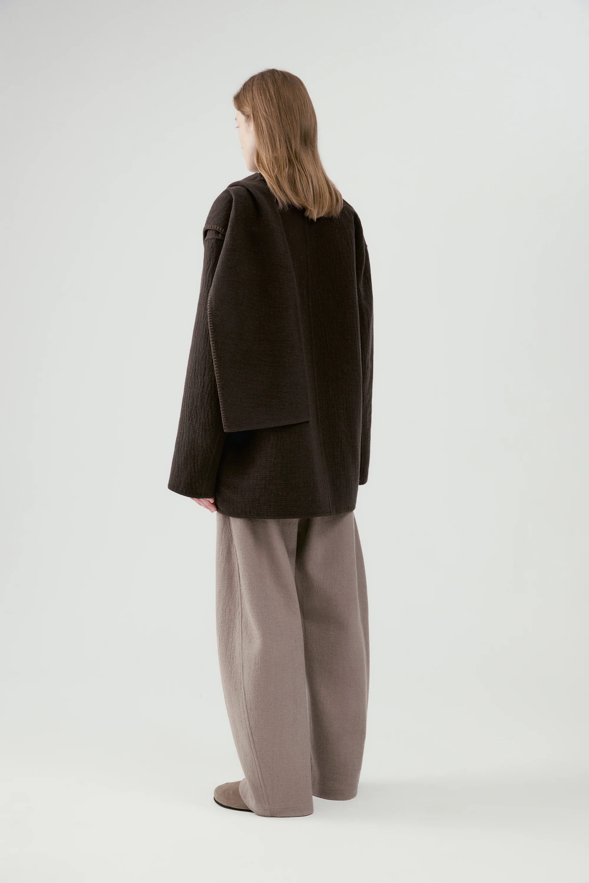 Scarf Collar Wool Coat - Image 5