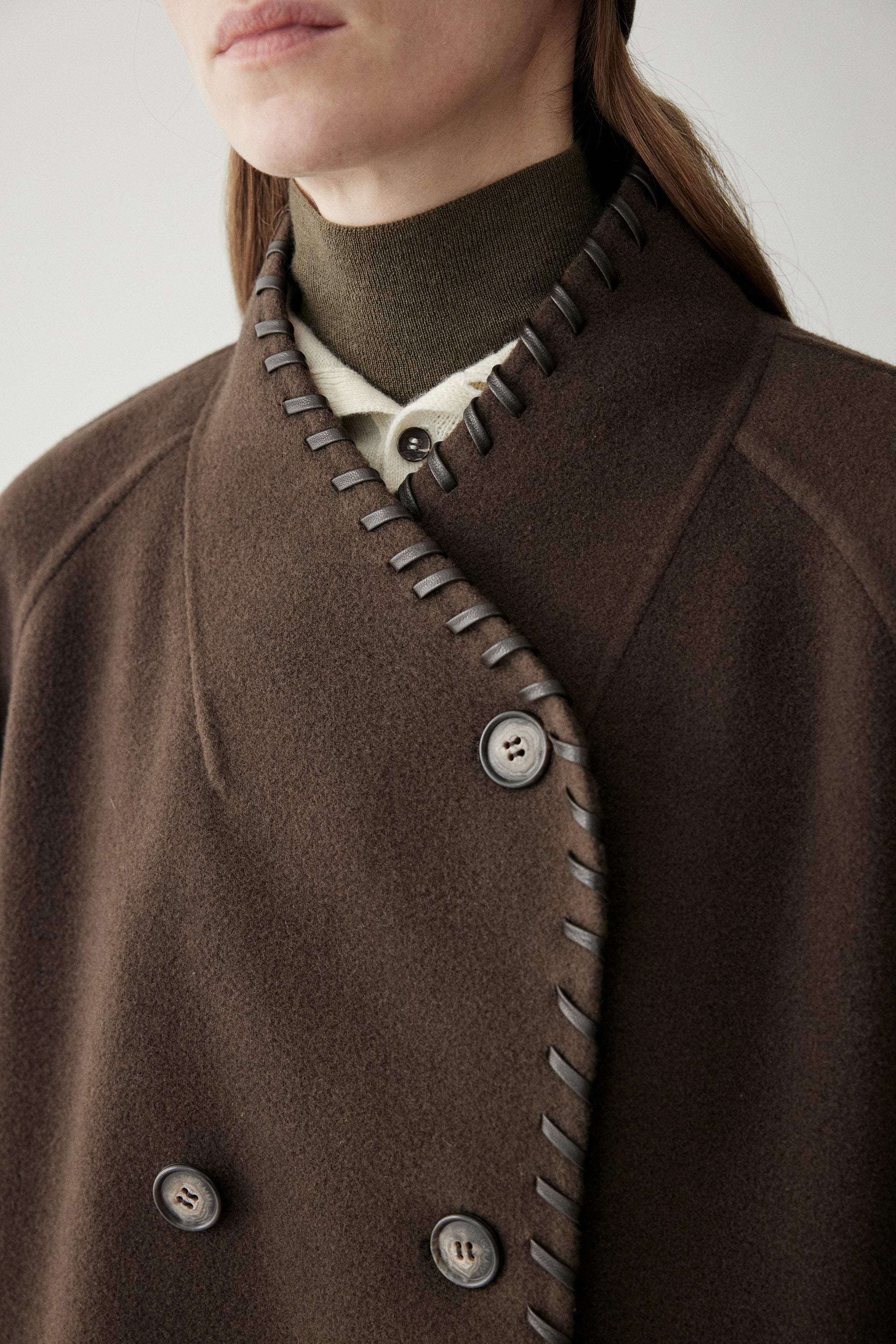 Leather Trimmed Wool Coat - Image 11