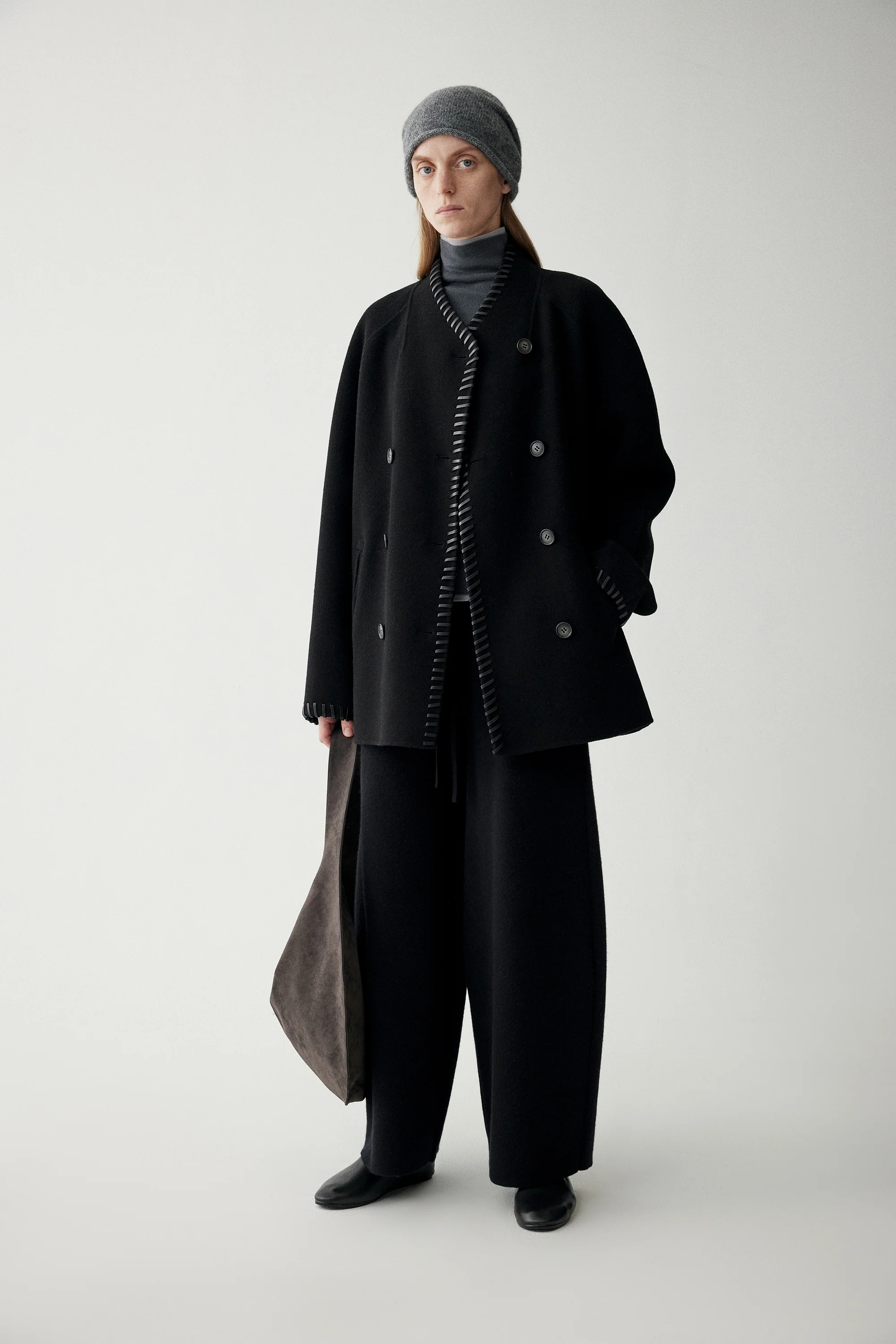 Leather Trimmed Wool Coat - Image 15