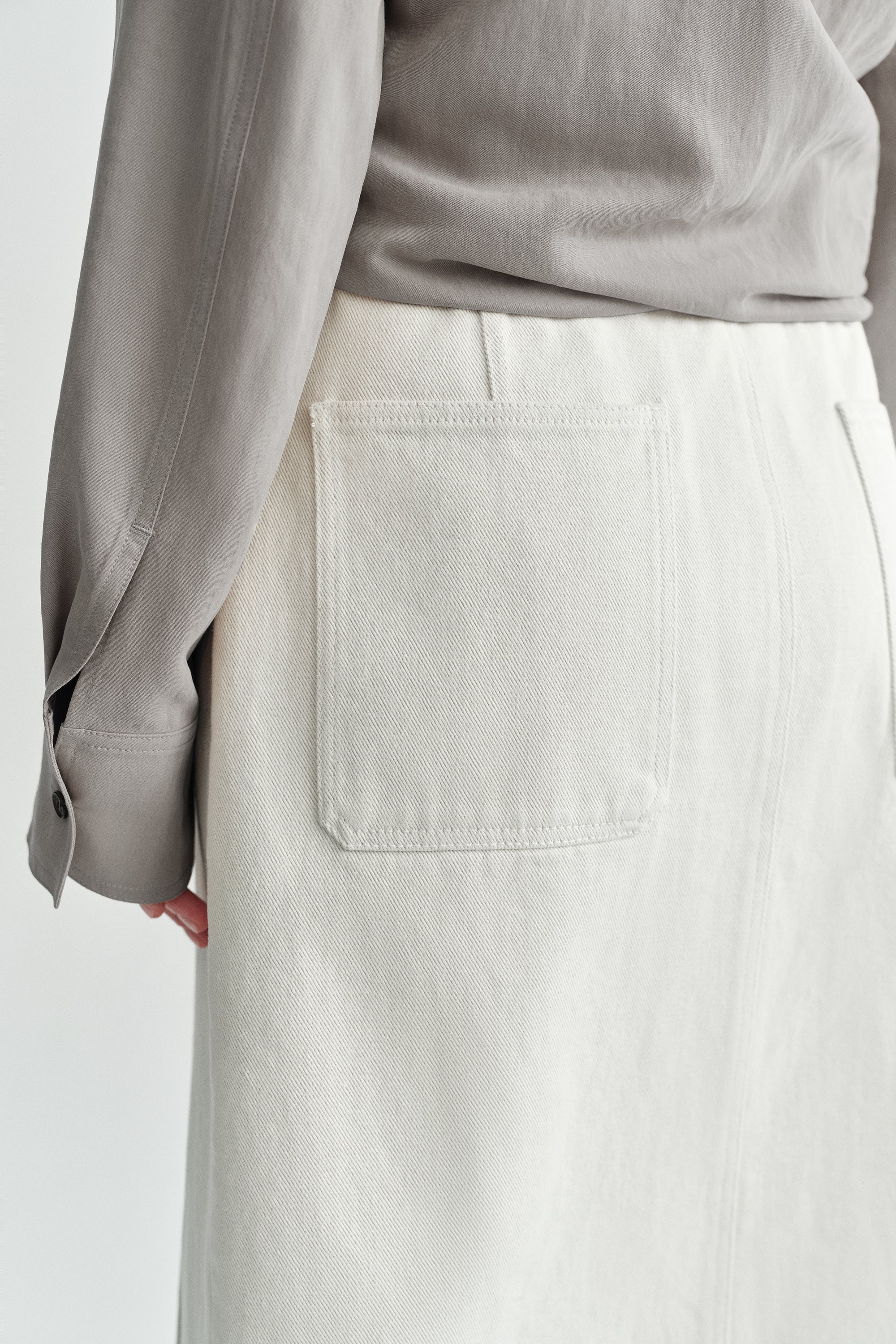 Side-slit Denim Midi Skirt - Image 11