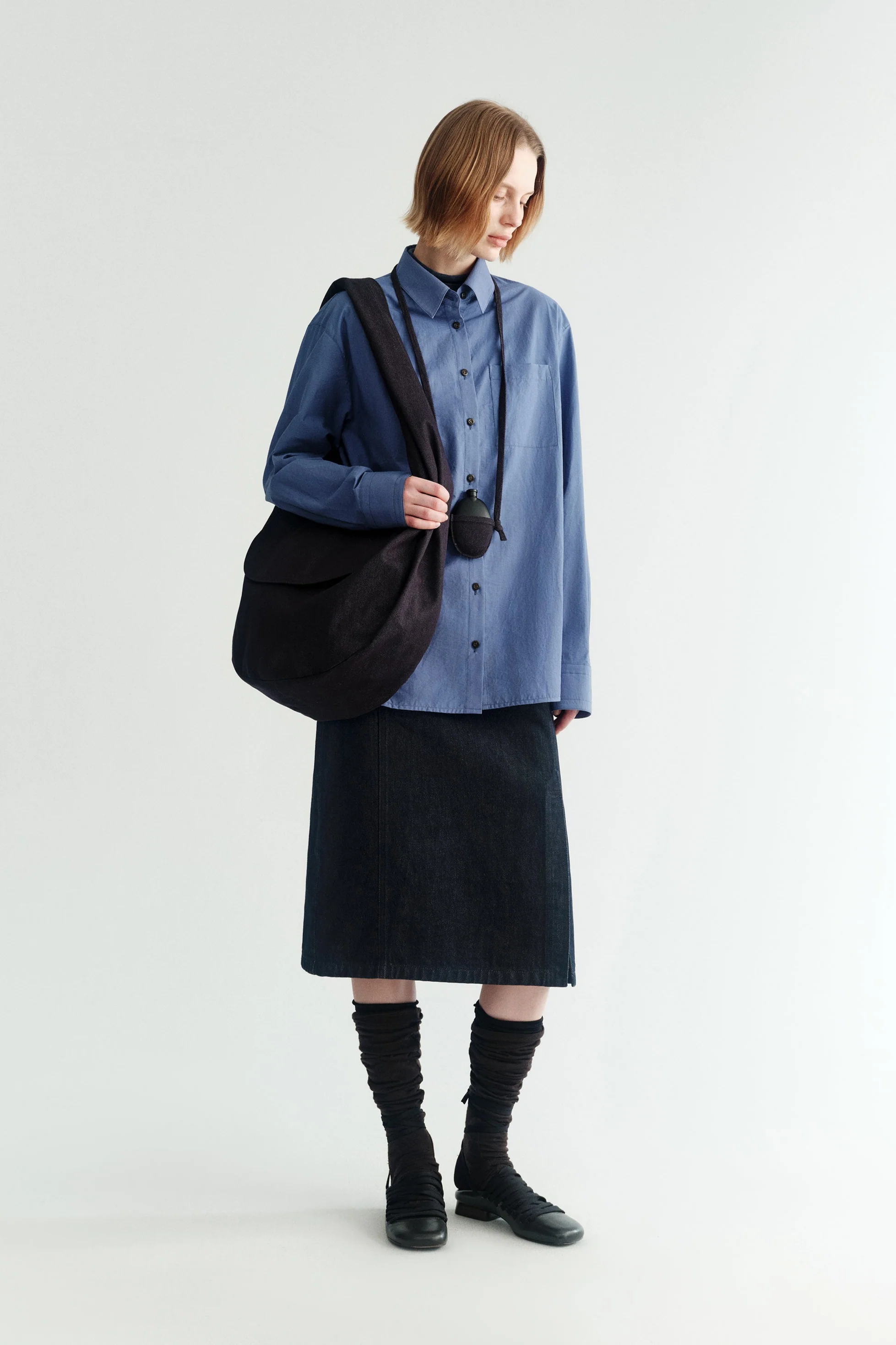 Side-slit Denim Midi Skirt - Image 13