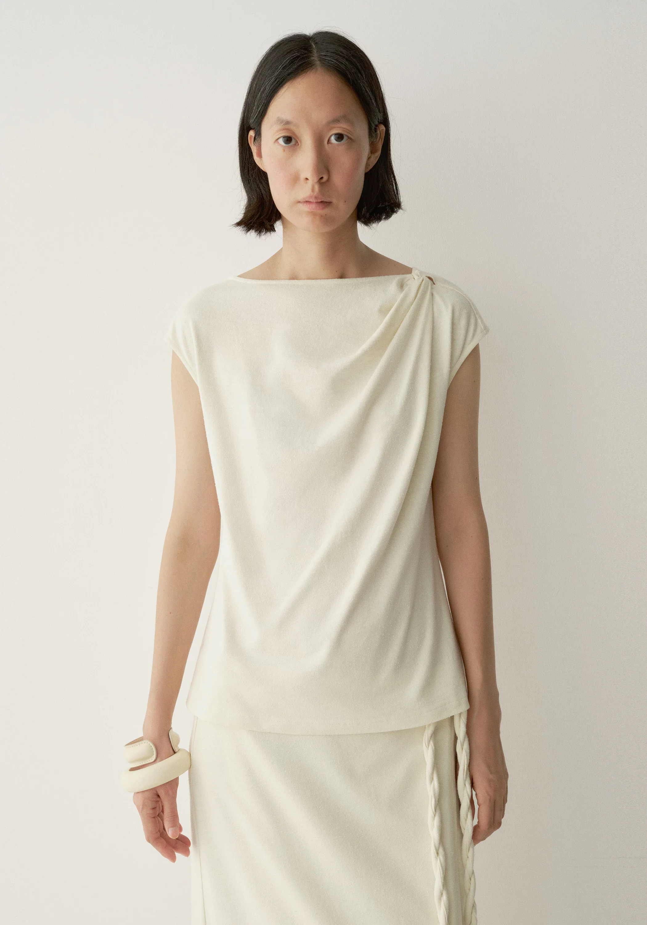 Silk-cotton Twist-detail T-shirt