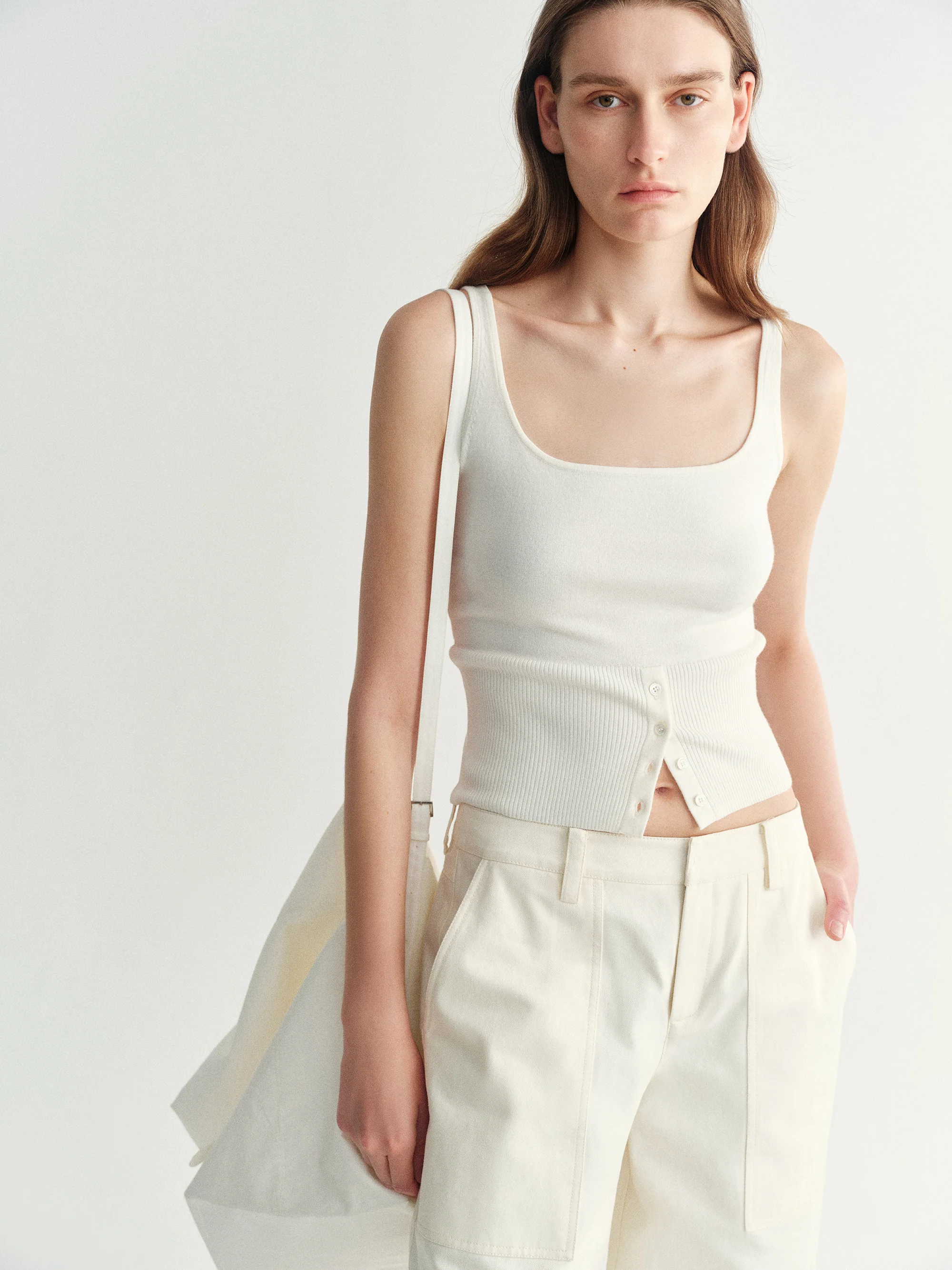 Square-neck Buttoned Tank Top - Image 21