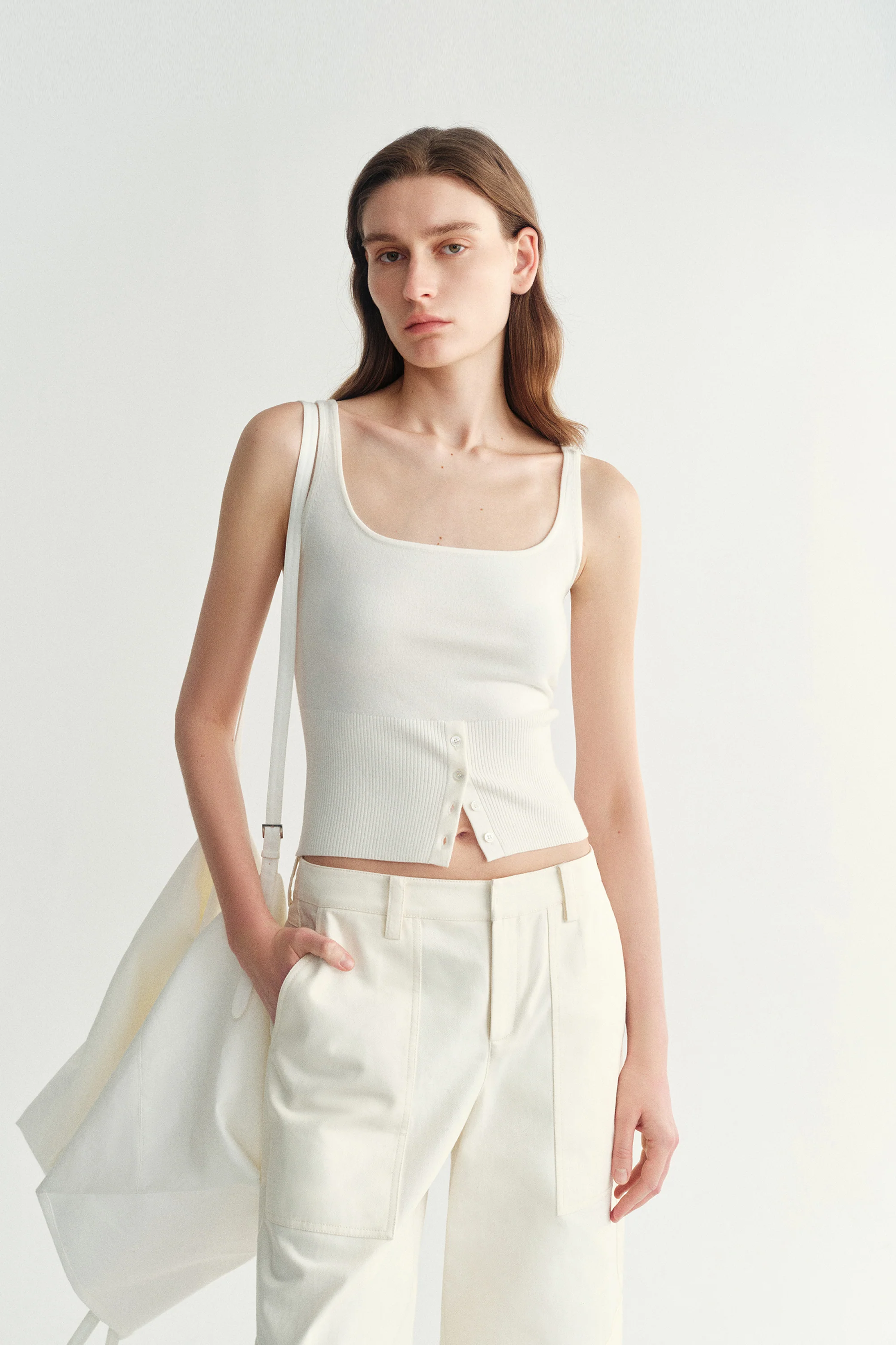 Square-neck Buttoned Tank Top - Image 3