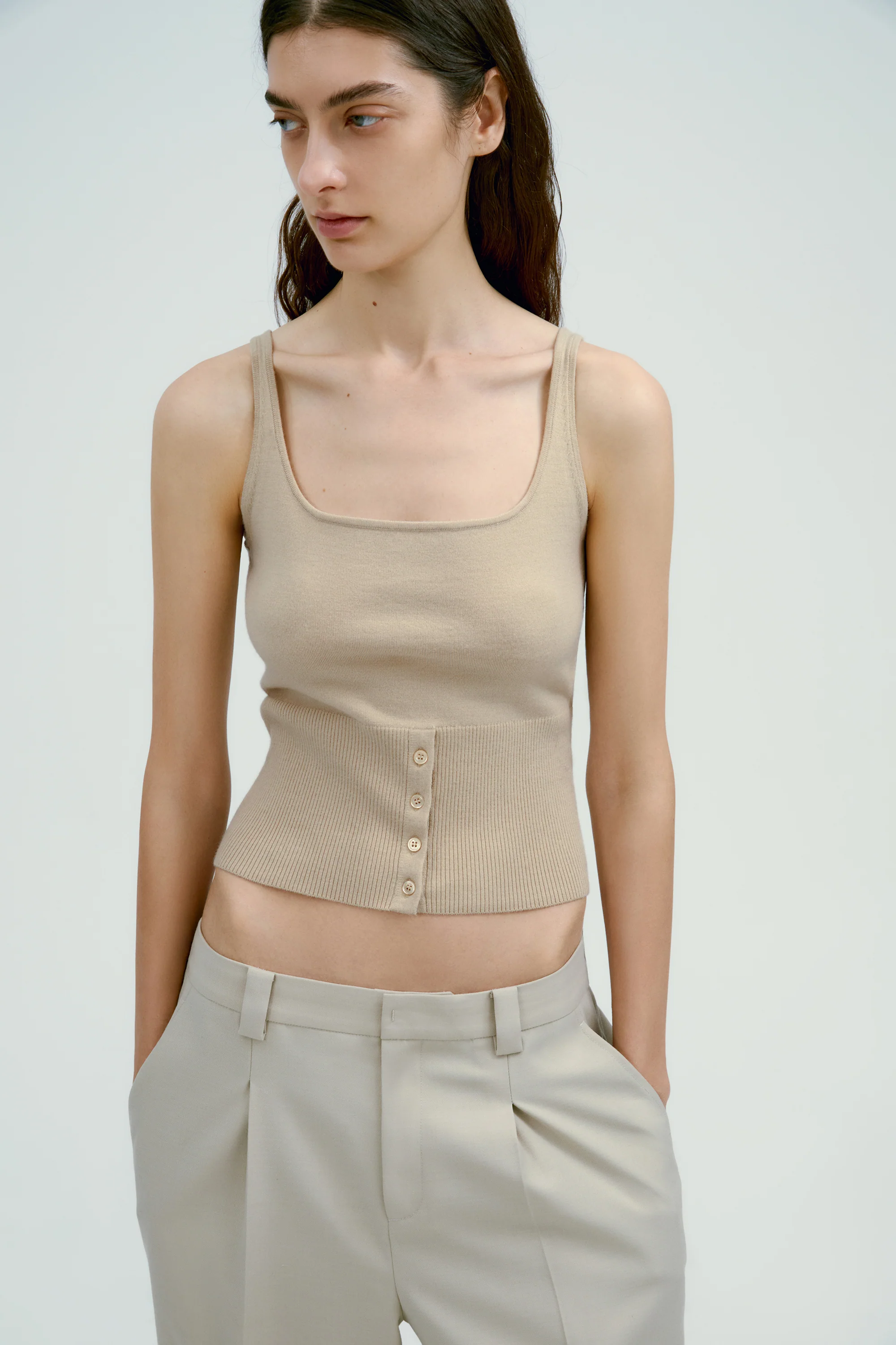 Square-neck Buttoned Tank Top - Image 4