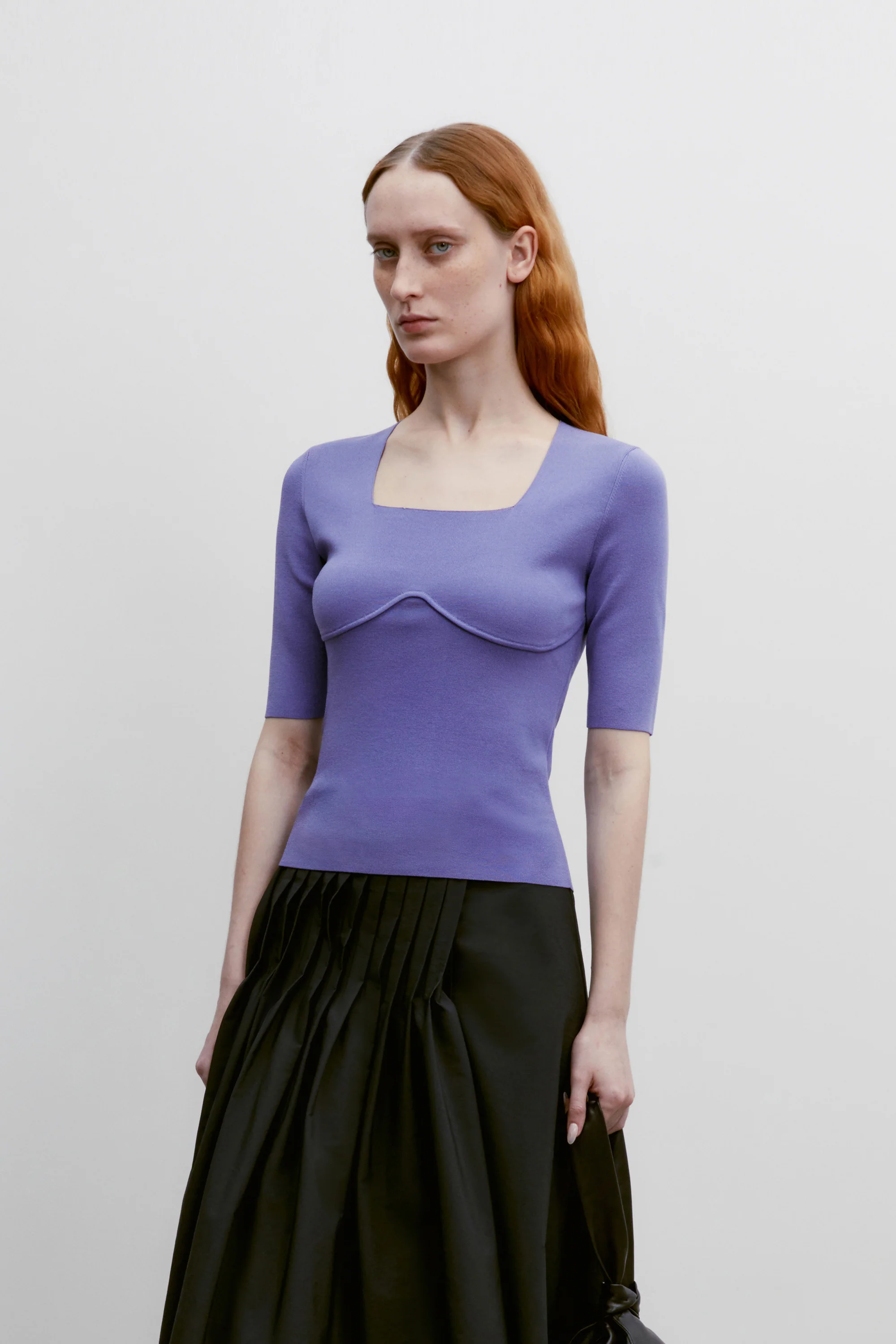 [Final Sale] Square-neck Knitted Tee - Image 10
