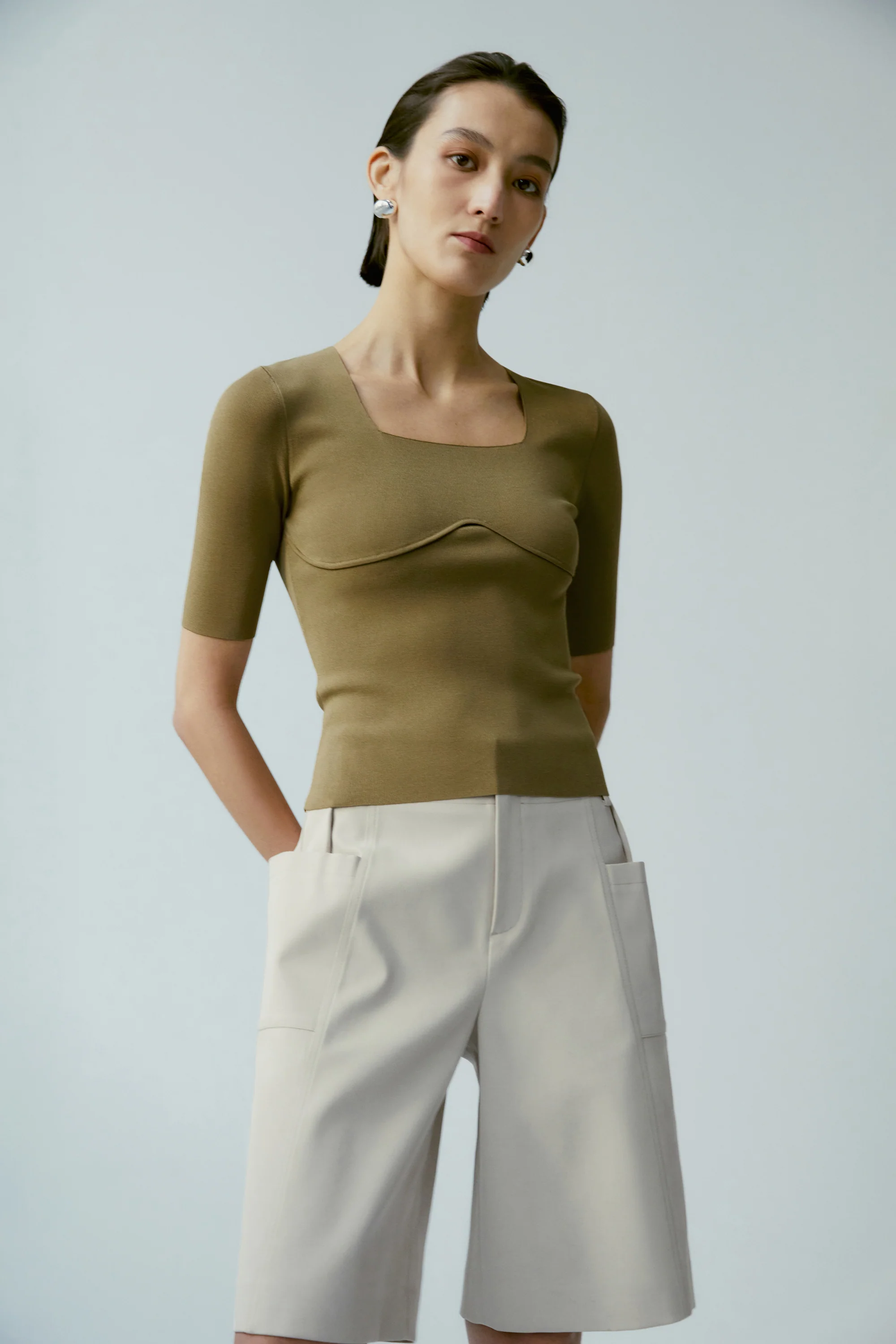 [Final Sale] Square-neck Knitted Tee - Image 21