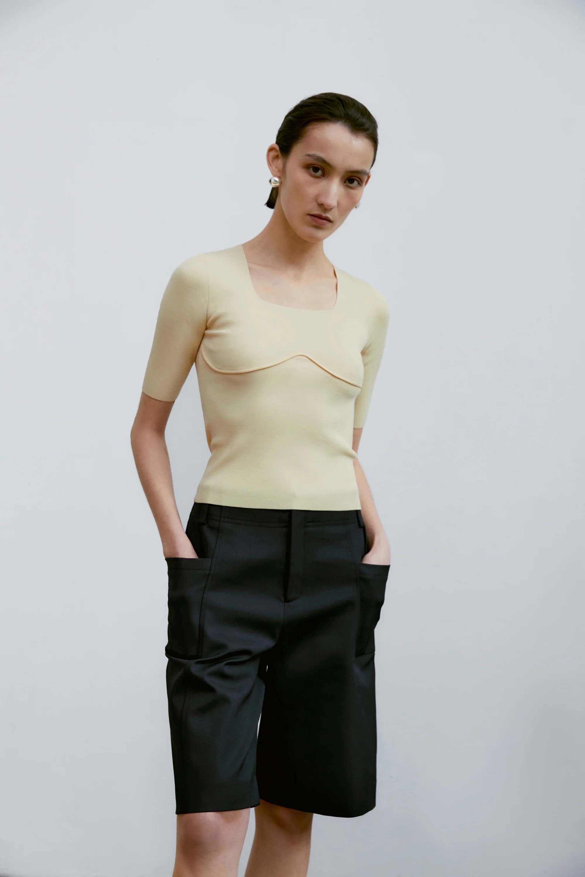 [Final Sale] Square-neck Knitted Tee - Image 26