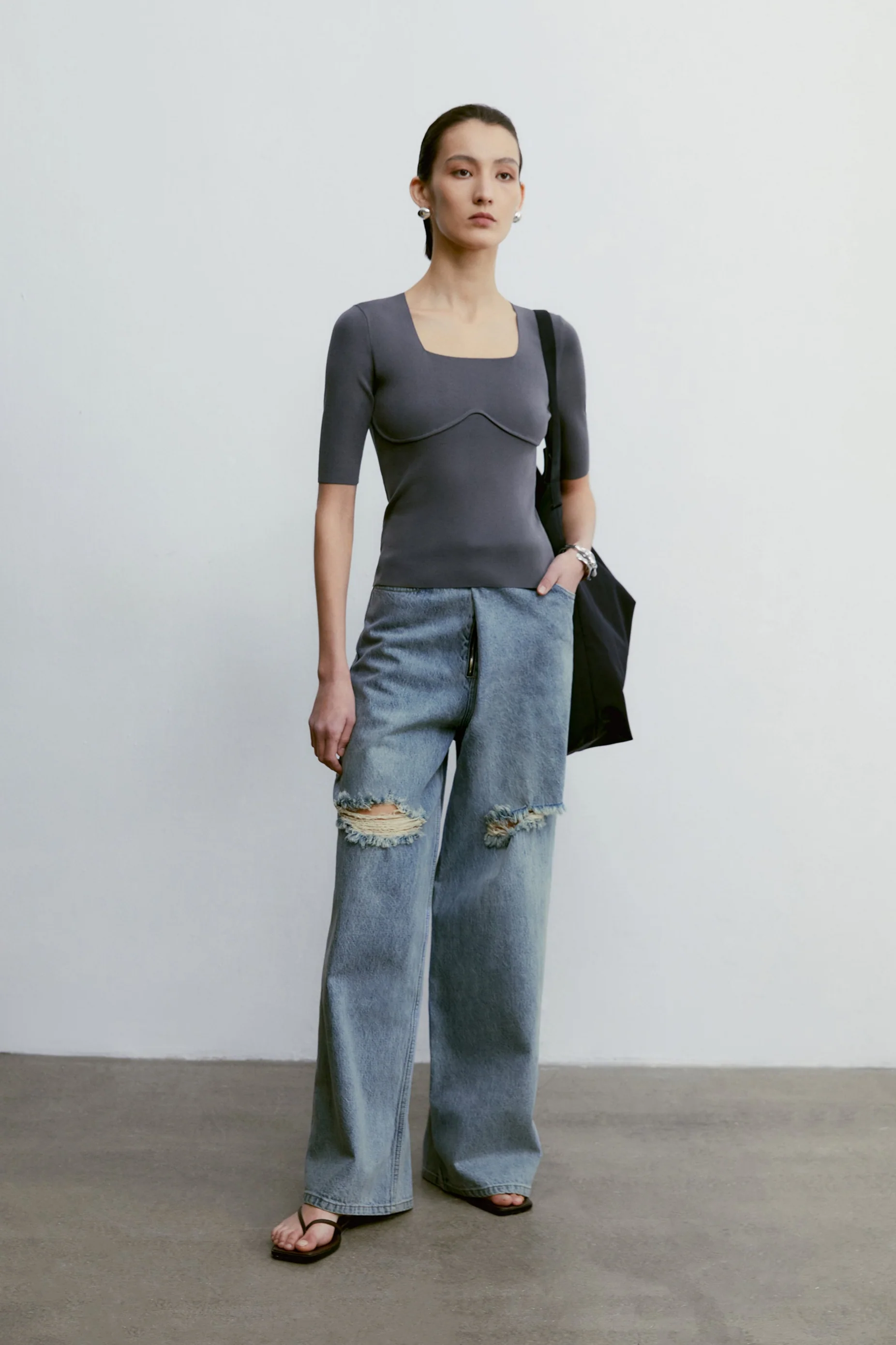 [Final Sale] Square-neck Knitted Tee - Image 27