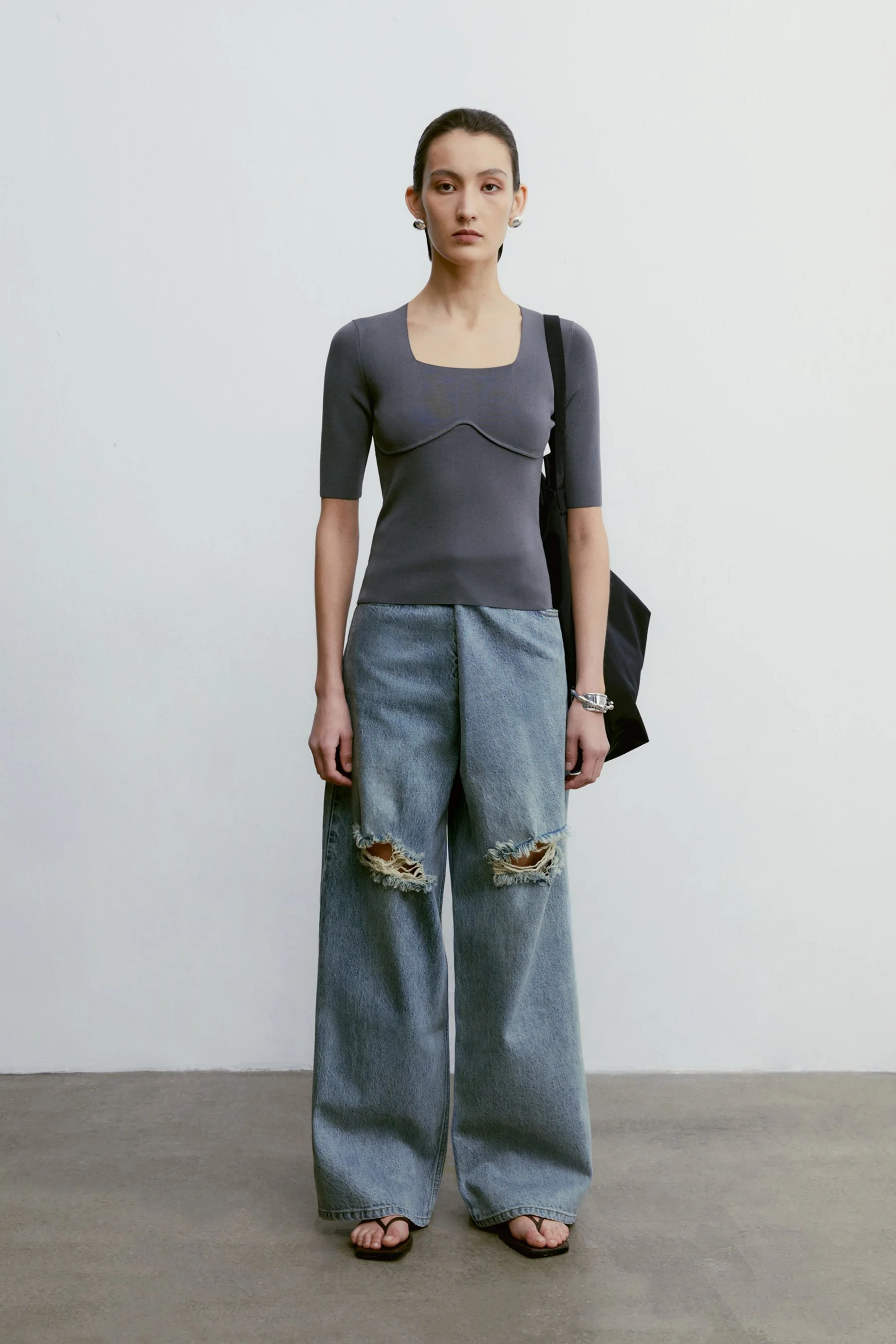[Final Sale] Square-neck Knitted Tee - Image 28