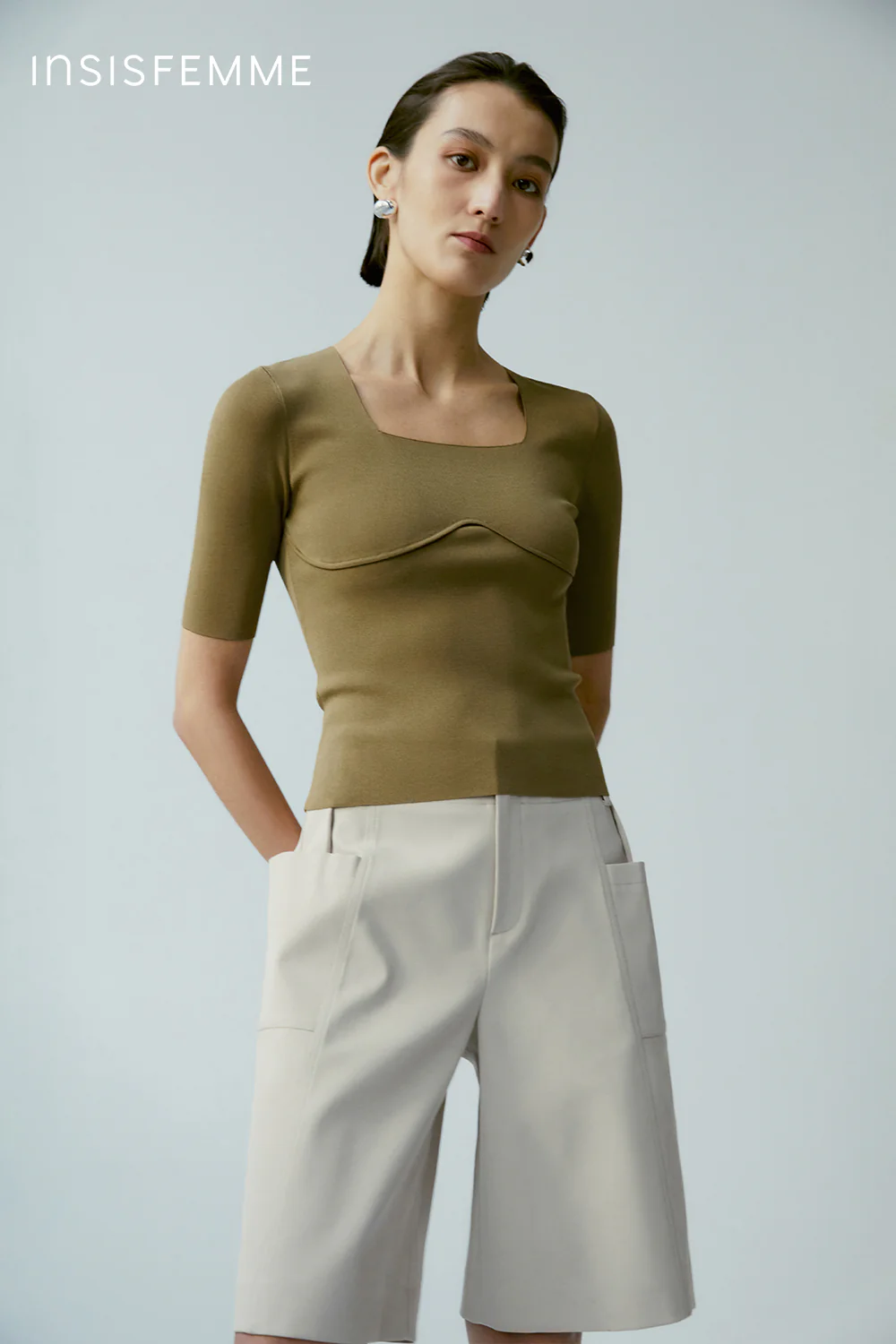 [Final Sale] Square-neck Knitted Tee - Image 35