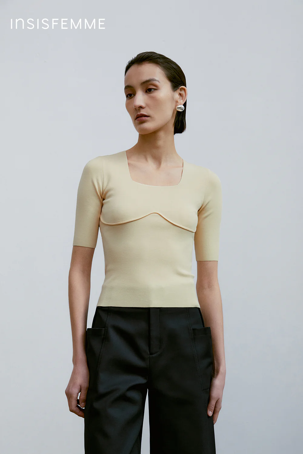 [Final Sale] Square-neck Knitted Tee - Image 4