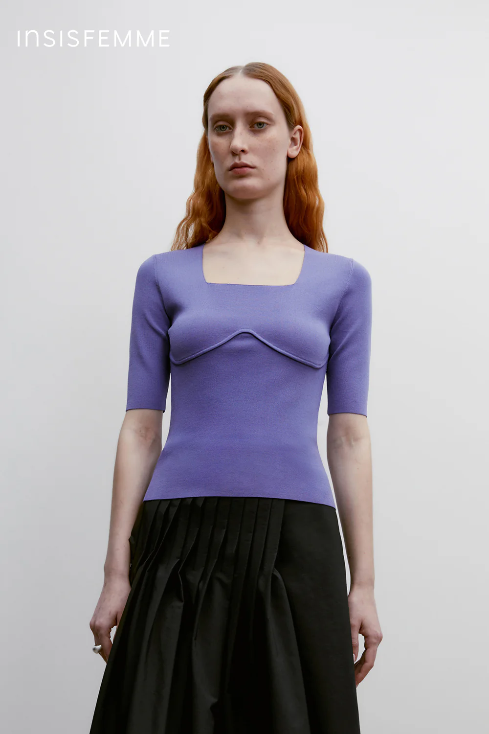 [Final Sale] Square-neck Knitted Tee - Image 43