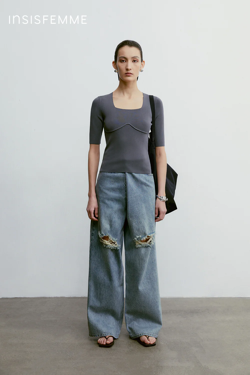 [Final Sale] Square-neck Knitted Tee - Image 47