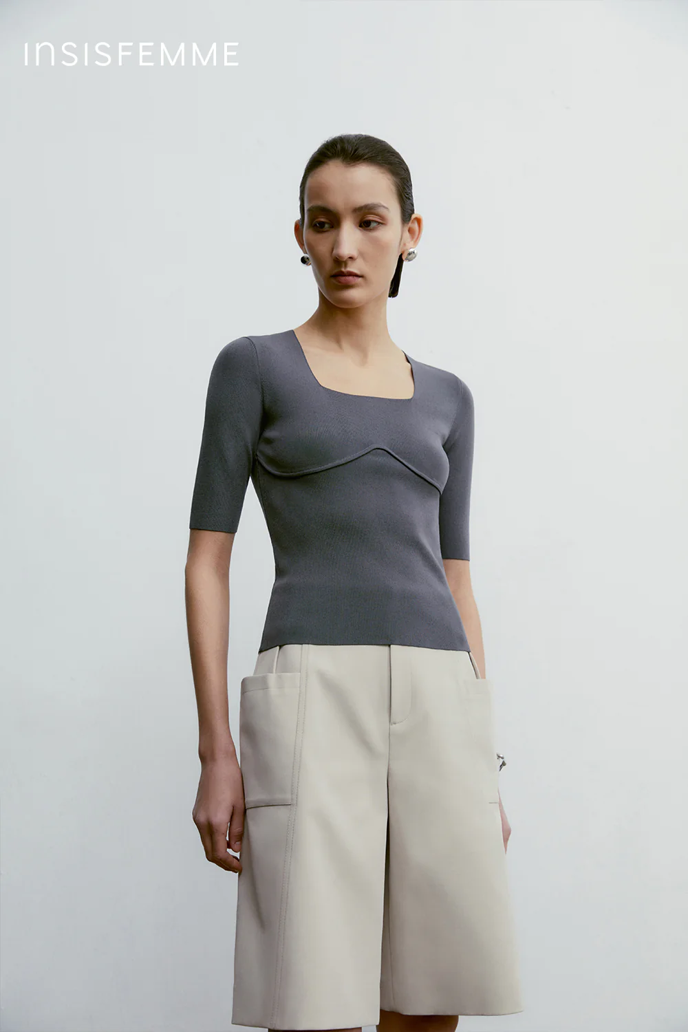 [Final Sale] Square-neck Knitted Tee - Image 51