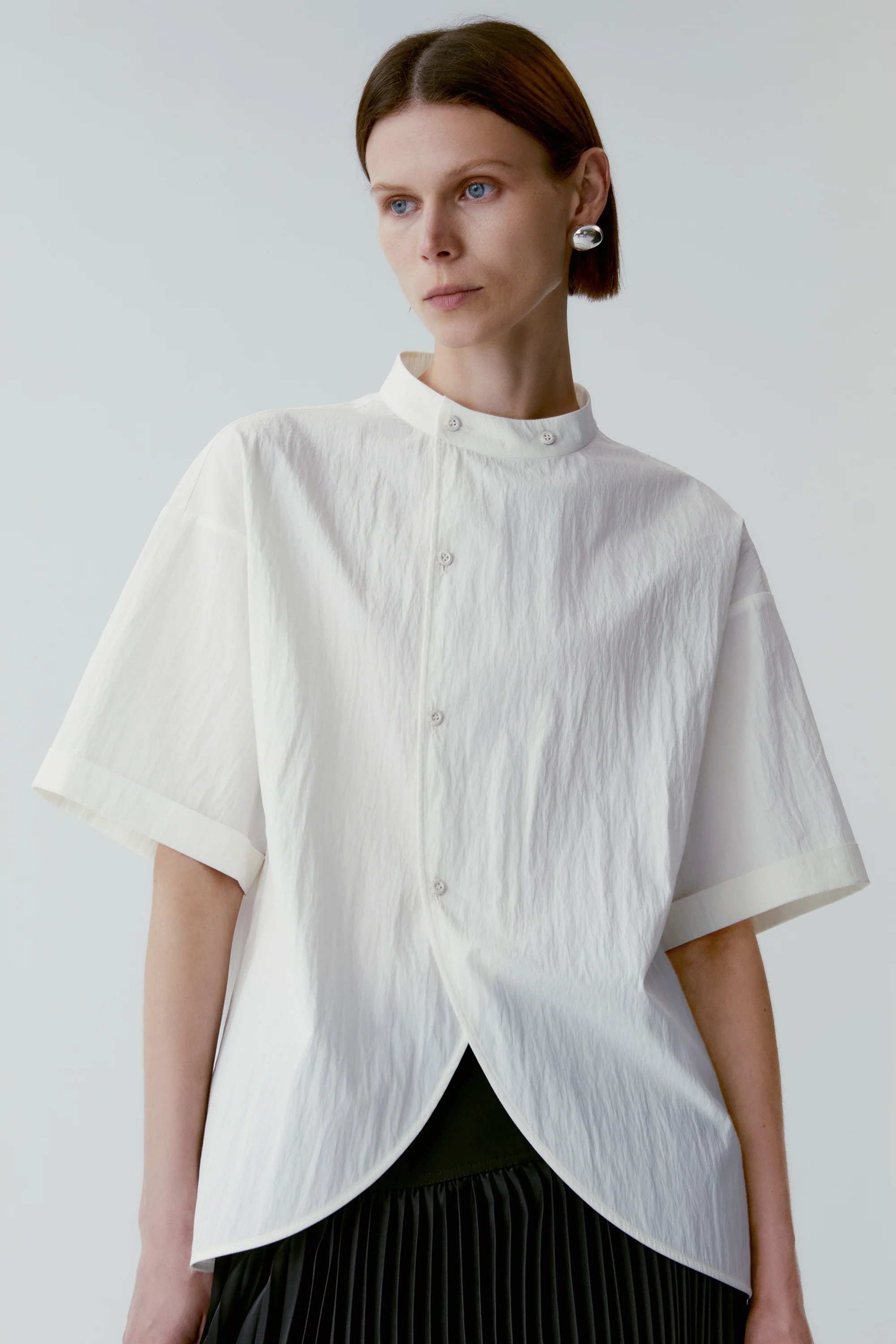 Stand-collar Cotton Blouse - Image 10