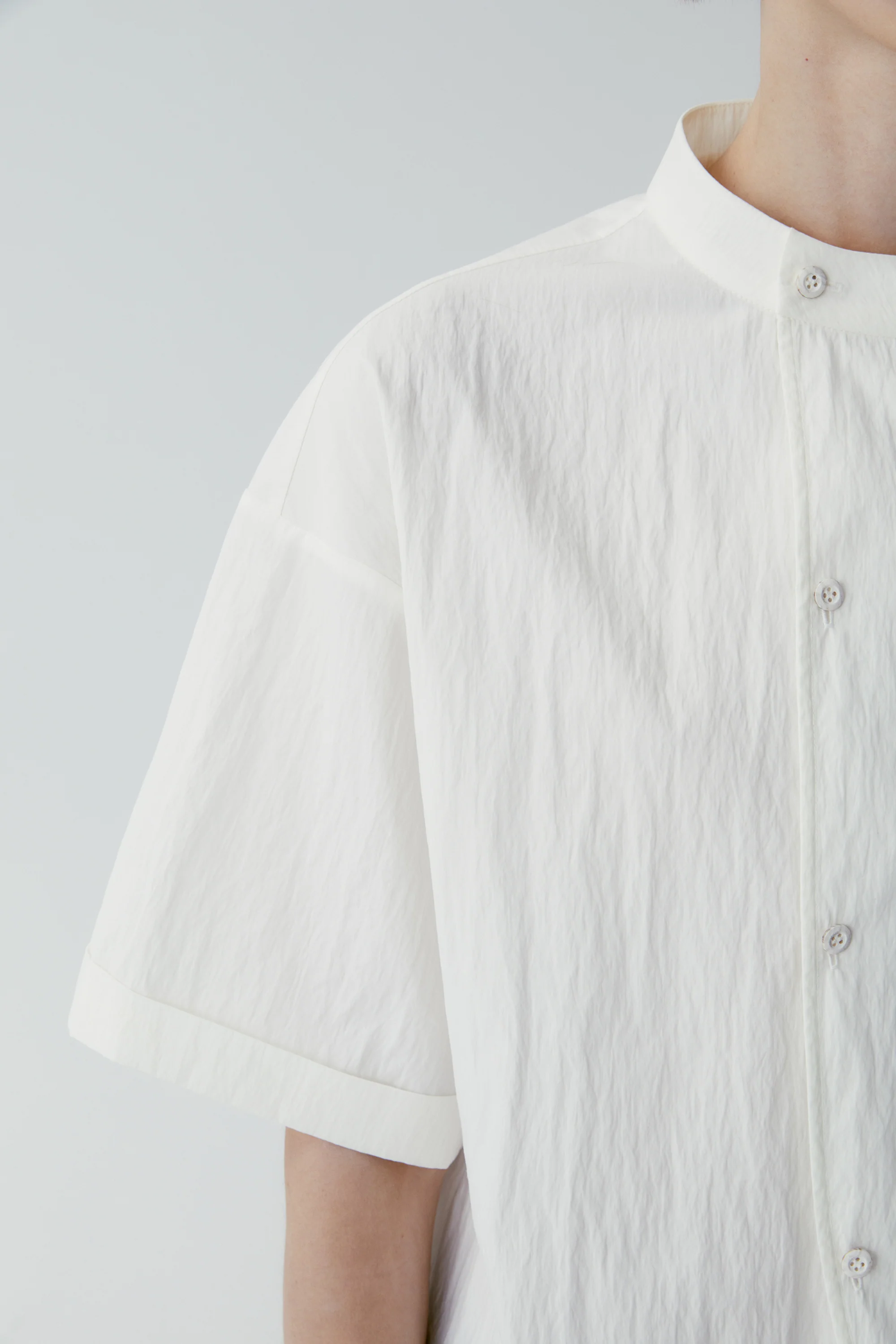 Stand-collar Cotton Blouse - Image 13