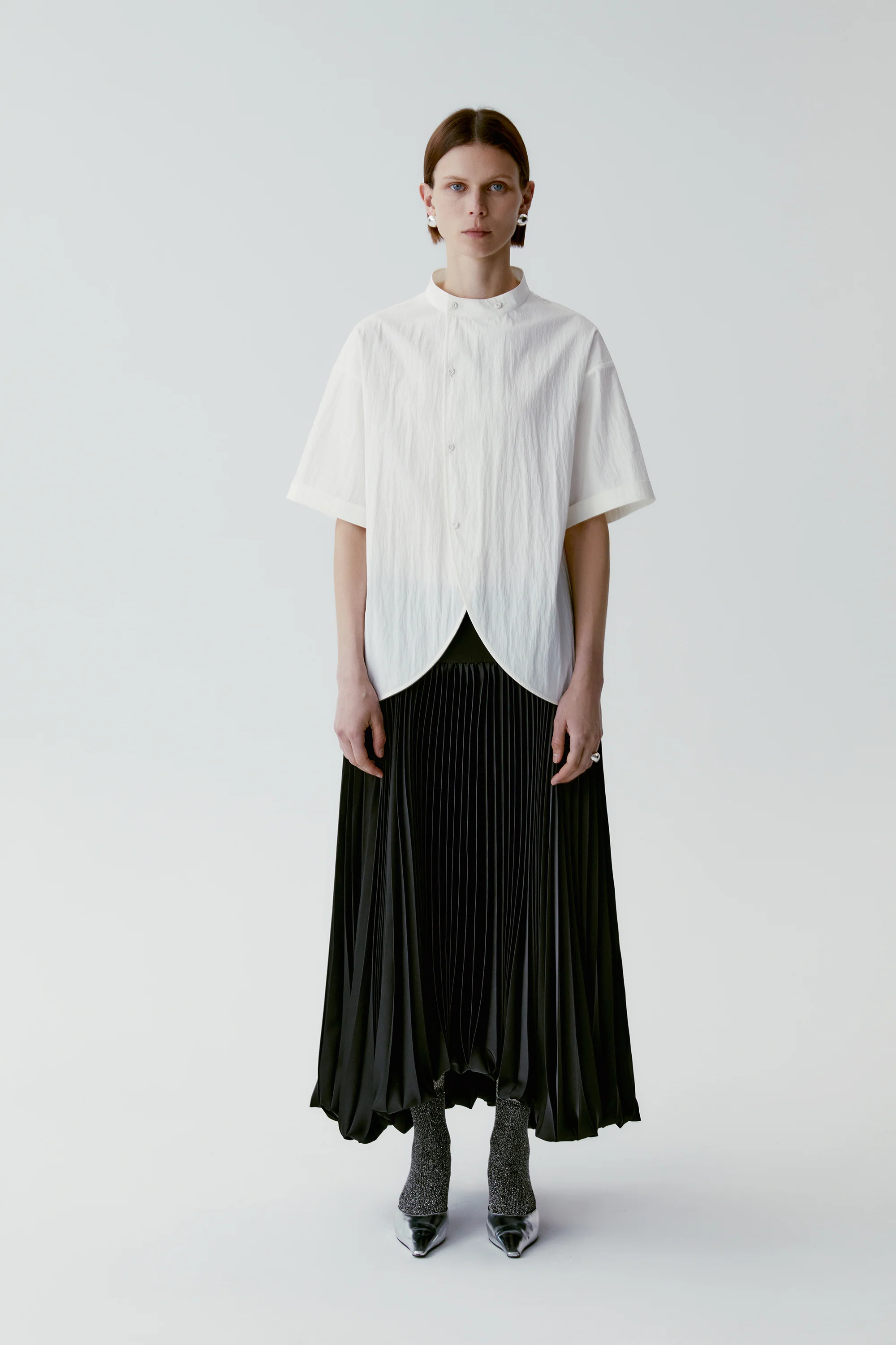 Stand-collar Cotton Blouse - Image 3
