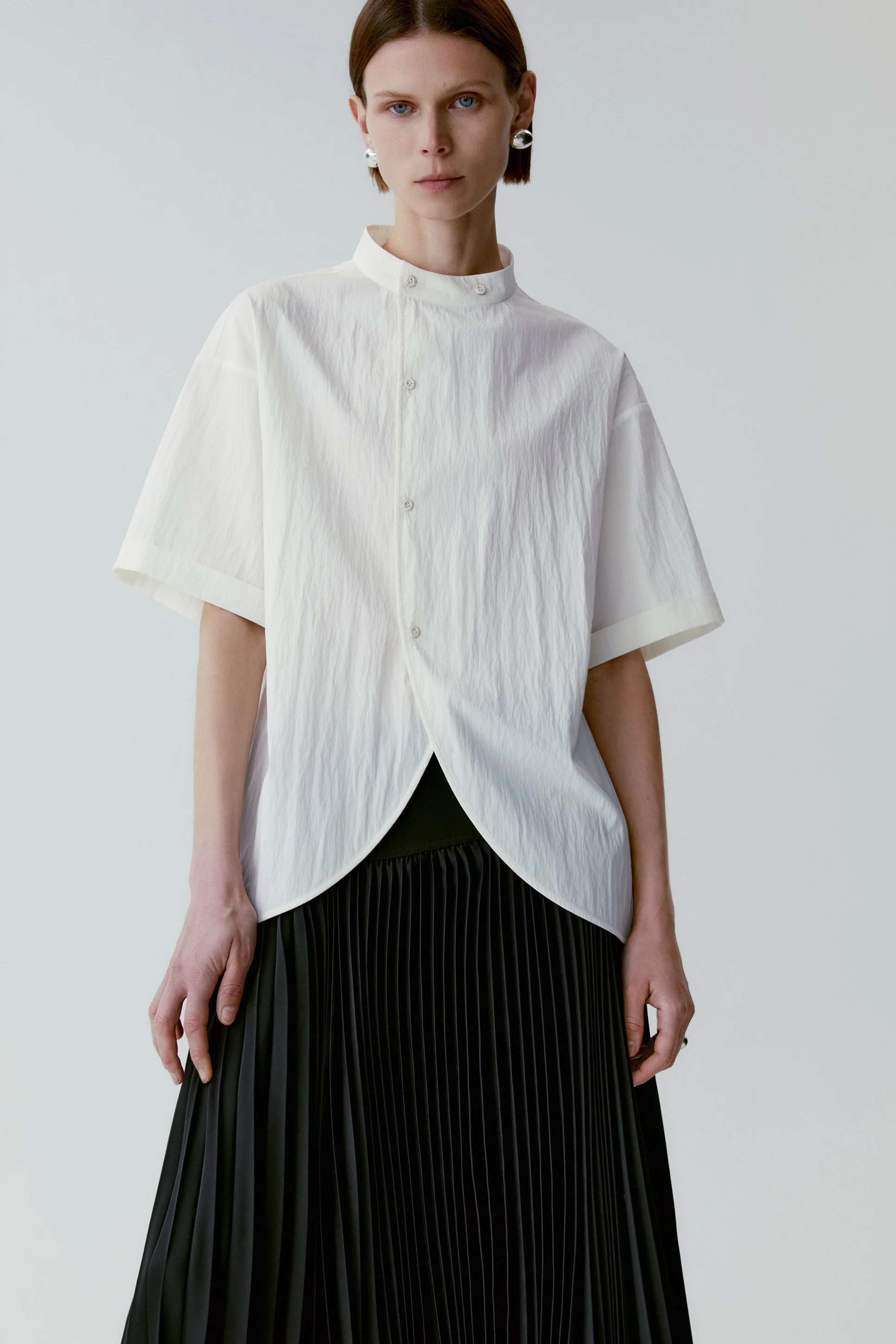 Stand-collar Cotton Blouse - Image 7