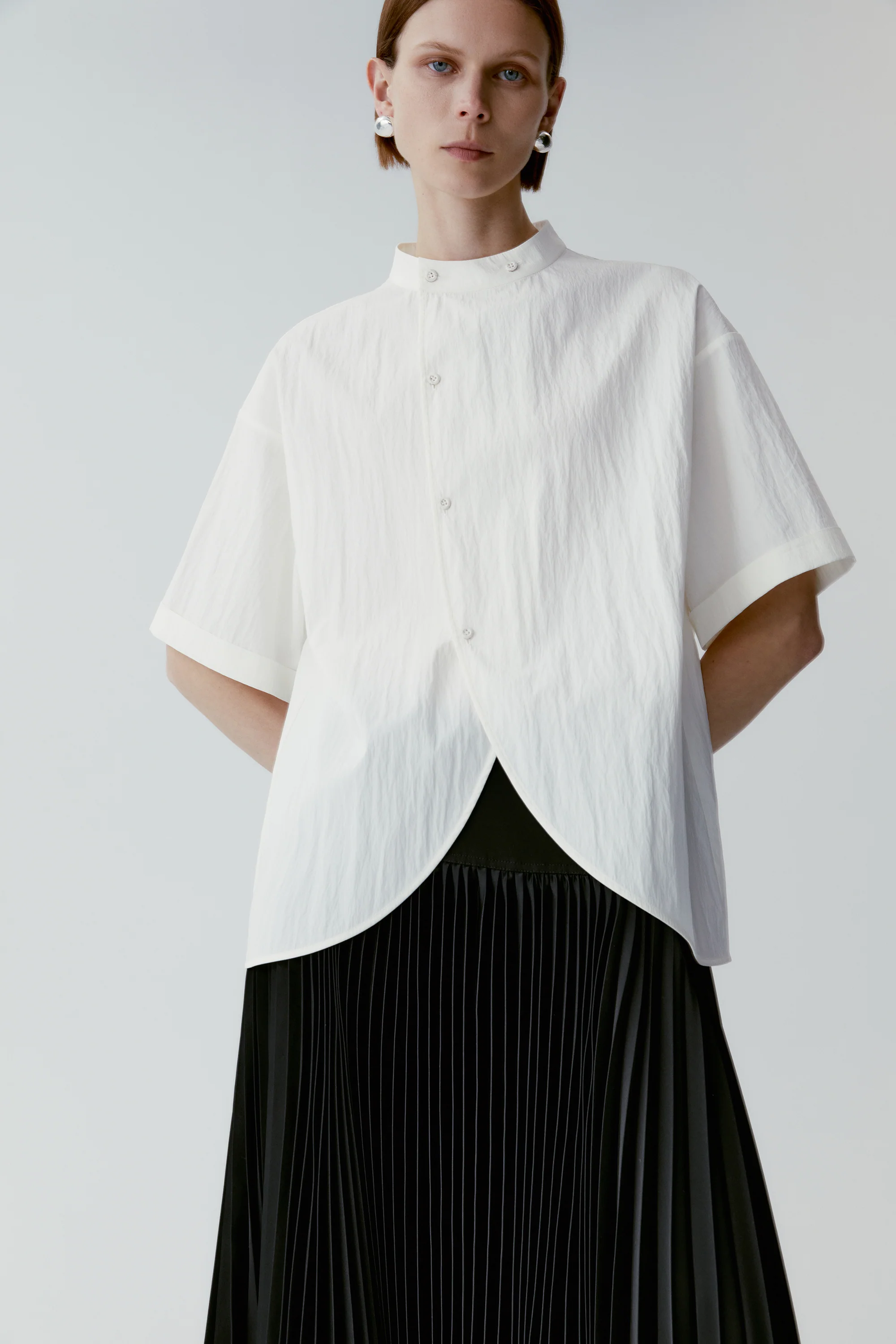 Stand-collar Cotton Blouse - Image 9