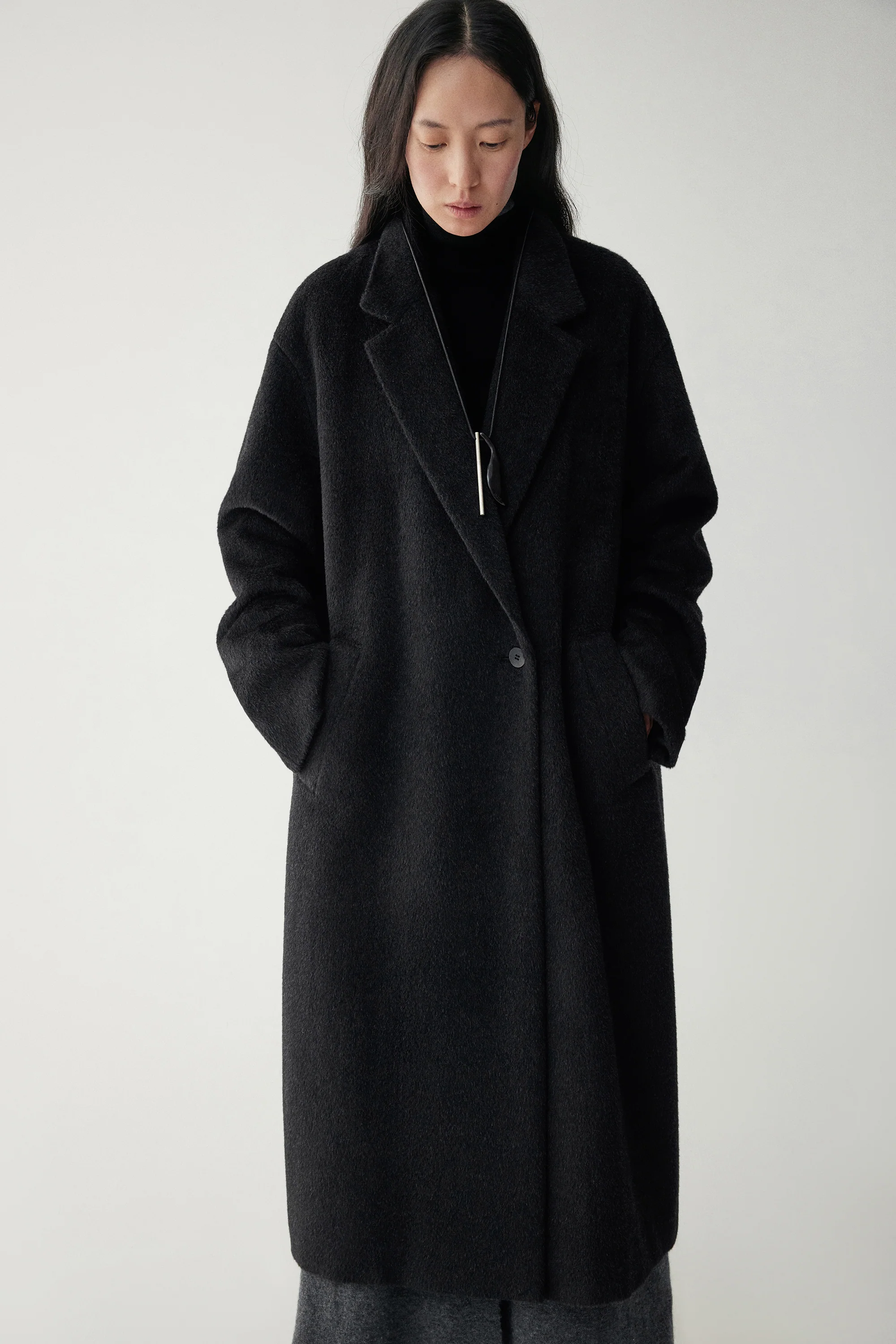 Straight-cut Alpaca Wool Coat - Image 18