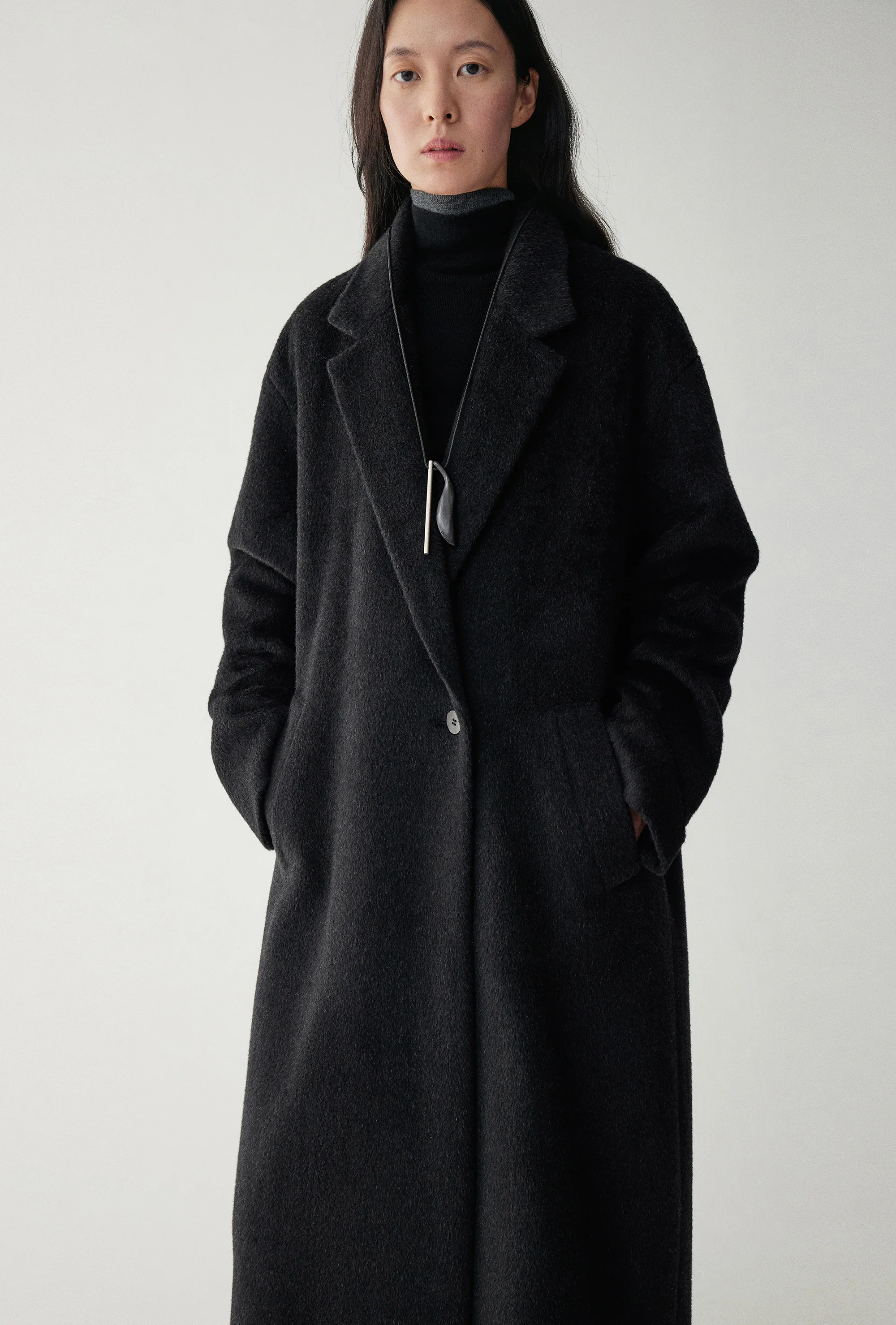 Straight-cut Alpaca Wool Coat - Image 20
