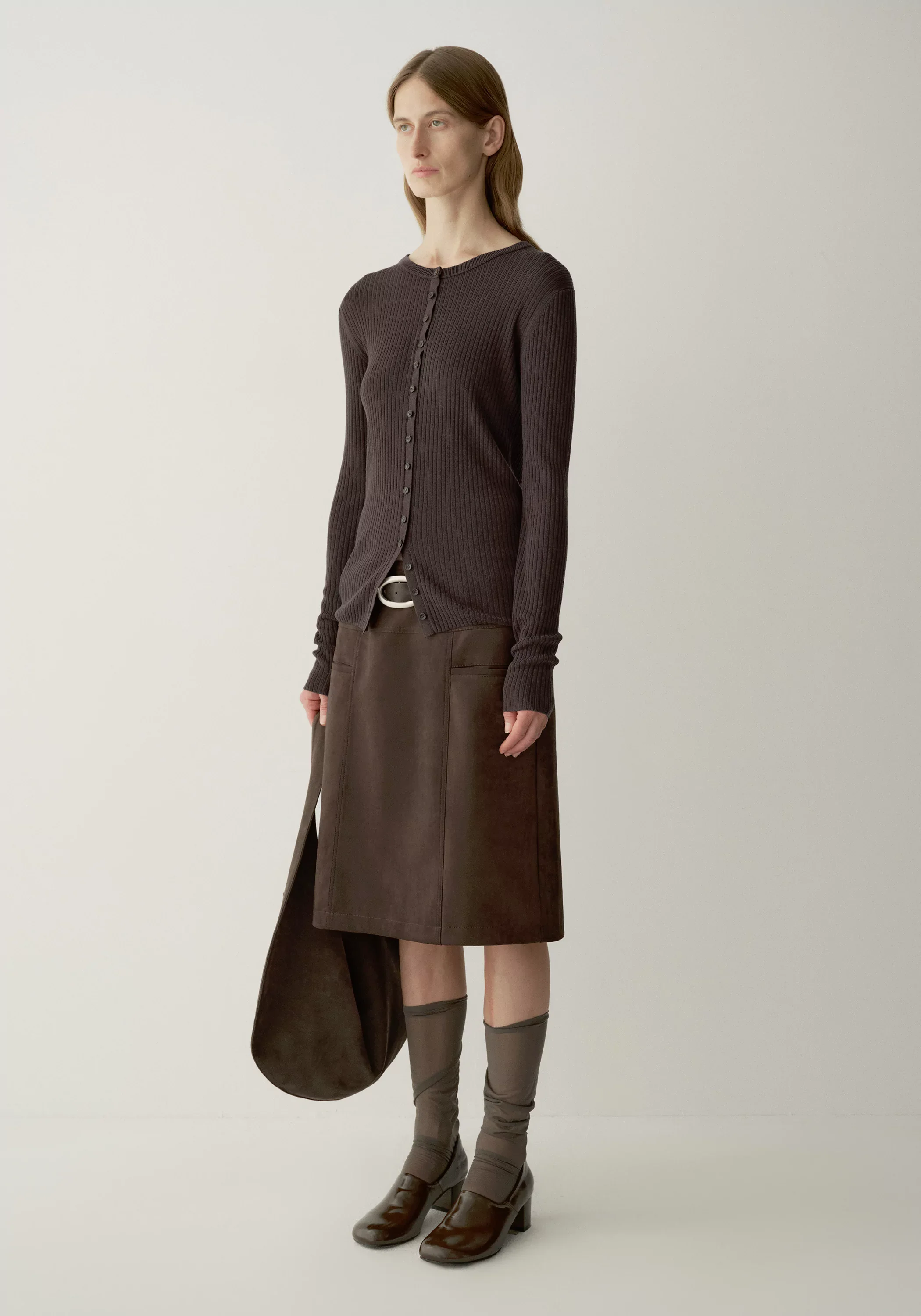 Suded-effect Straight Skirt - Image 12