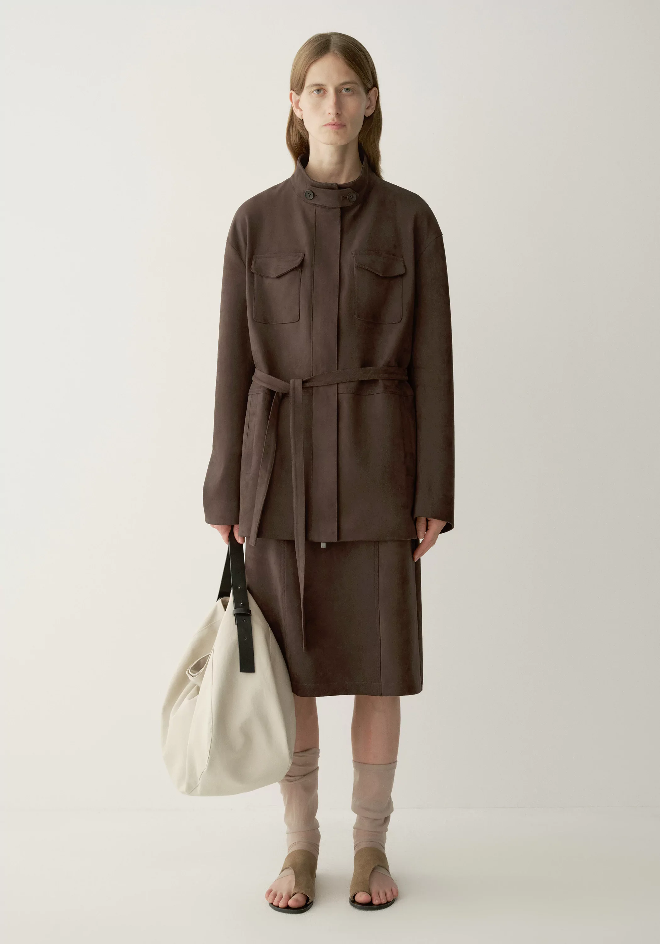 Suded-effect Straight Skirt - Image 14