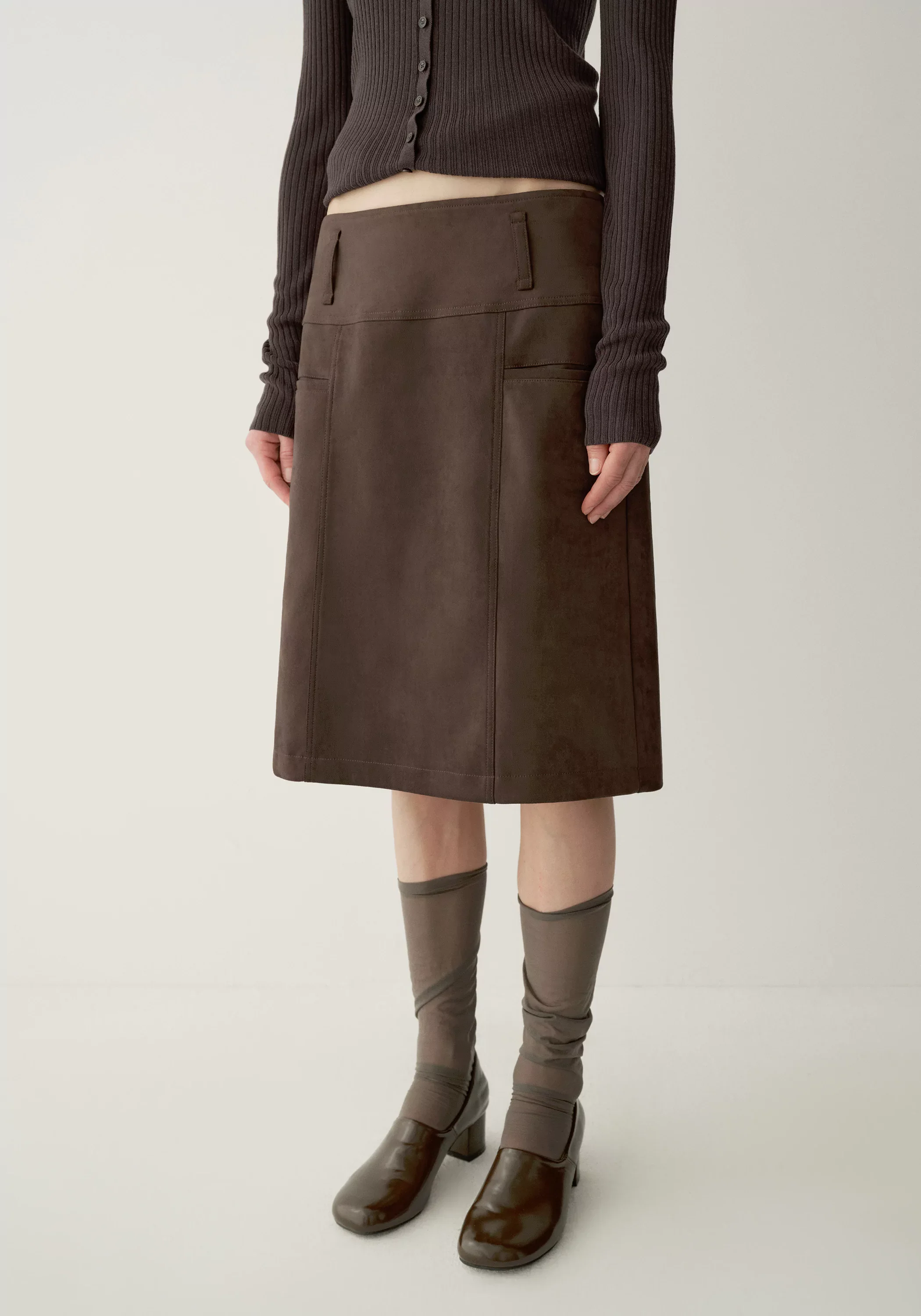 Suded-effect Straight Skirt - Image 16
